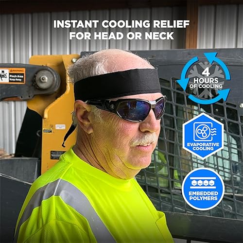 Miniatura 2 de Ergodyne Chill-Its 6702 - Bandana de enfriamiento, material integrado de polímero evaporativo para alivio de enfriamiento, color negro, 1 unidad