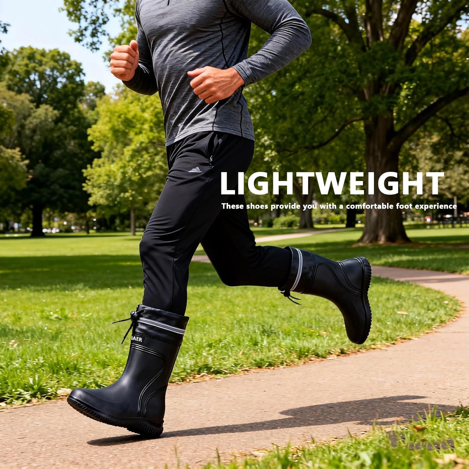 Rain Boots for Men Waterproof Mens Mid-Calf with PVC Rubber Boots Mens Mud Boots, Garden Boots Comfort Lightweight Gardening Fishing Shoes for Yard Farm Outdoor Work - Image 6