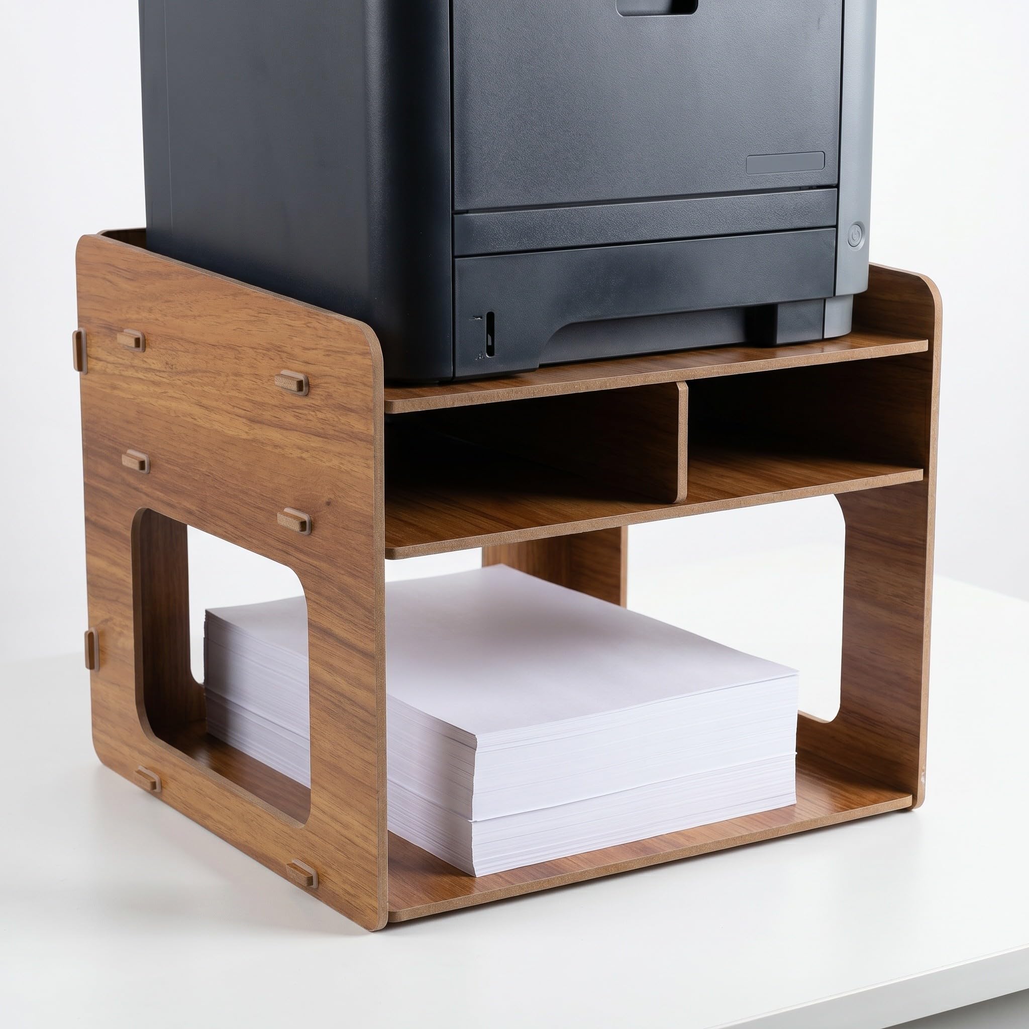 Soporte de Escritorio para Impresora de Madera con Estantes Multicapa
