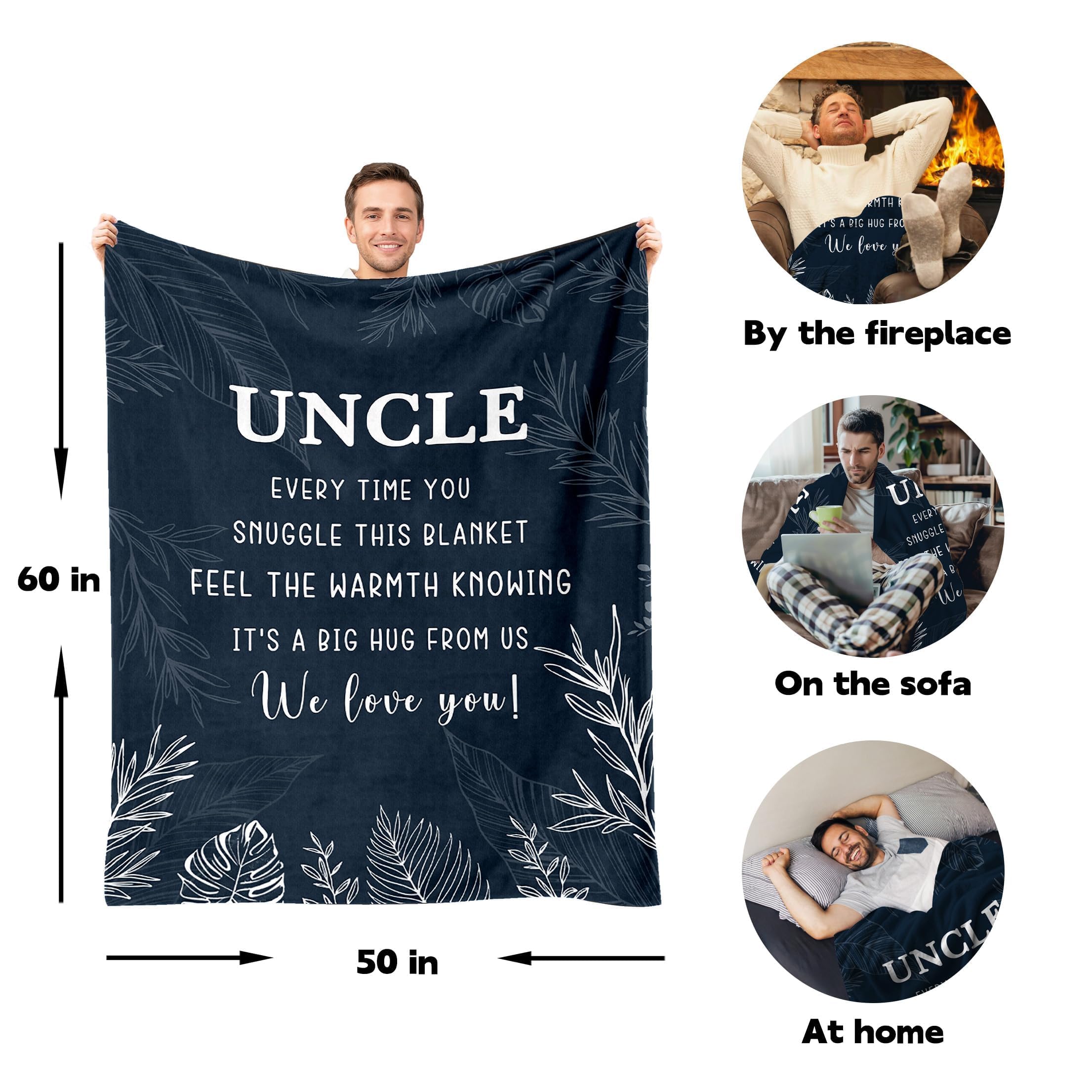 Uncle Gifts - Best Uncle Blanket for Fathers Day, Birthday, Christmas & Thanksgiving - 50" x 60"