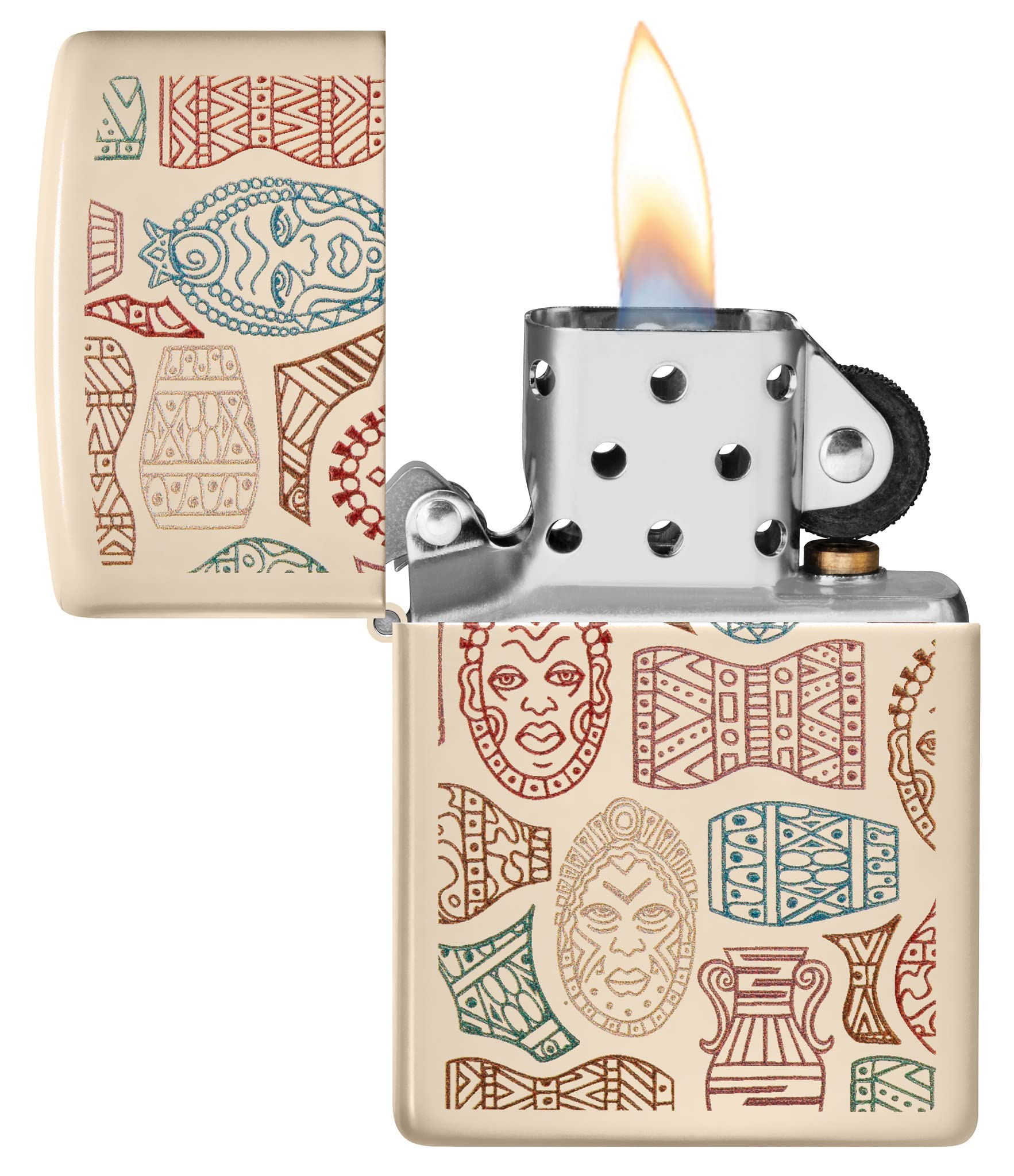 Zippo Windproof Lighter, Tribal Symbol Model, Flat Sand Finish with Colour Image, Refillable, Reusable, Windproof Design - Image 3