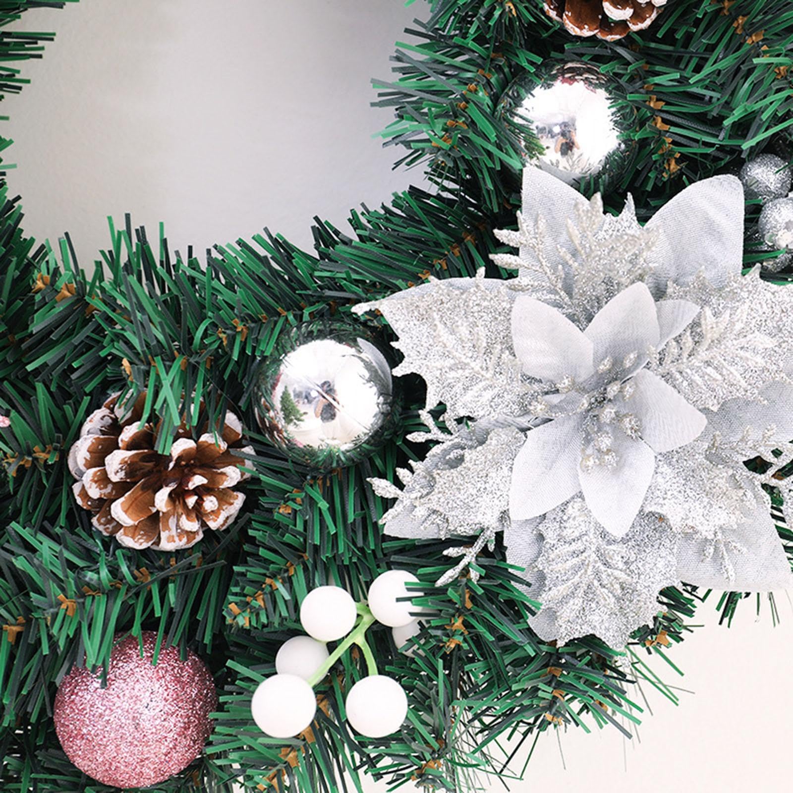 Couronne de Noël Lumineuse à Suspendre, Ornements de Fond pour Intérieur et Extérieur, Collection, Guirlande Artificielle, 50cm