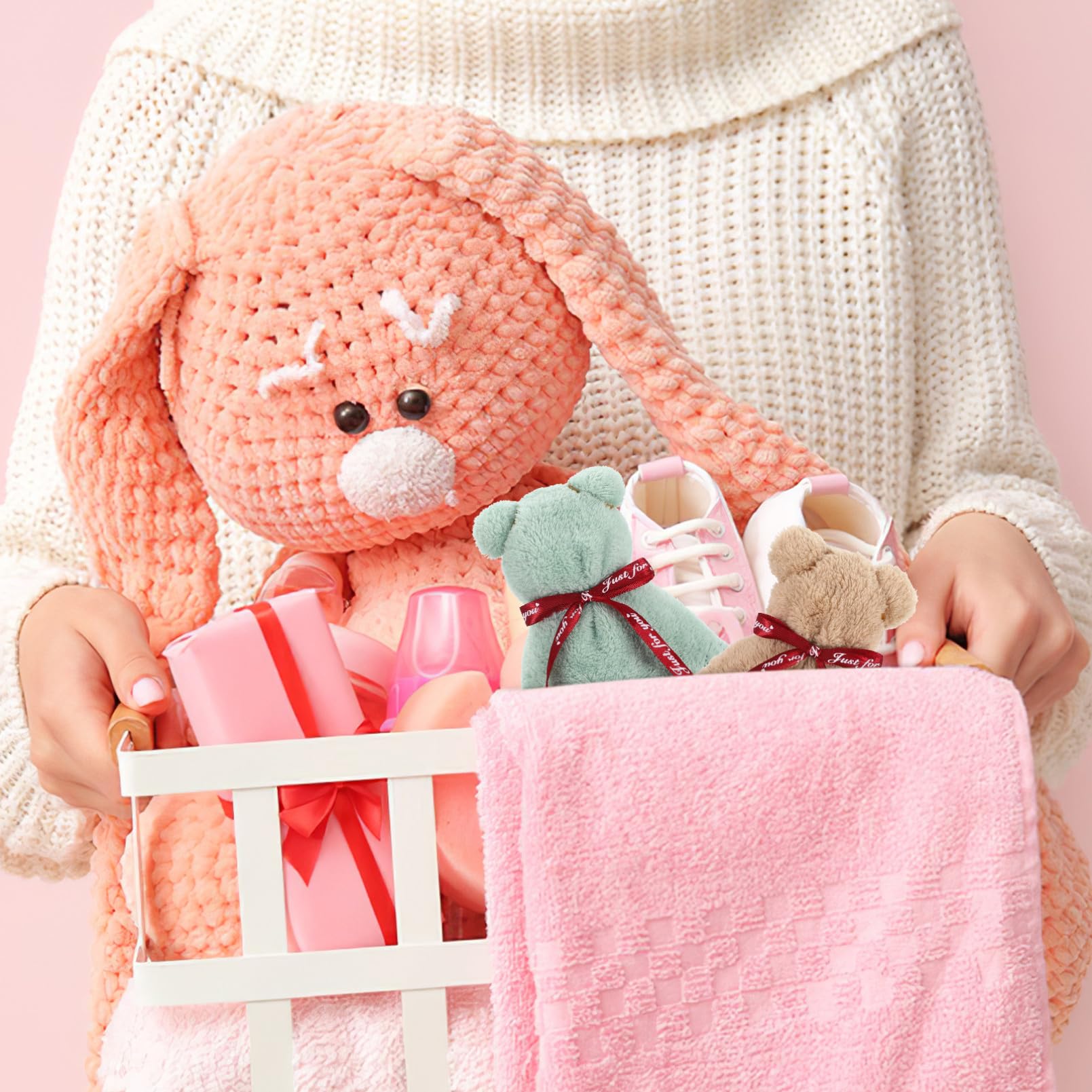 BESTonZON Lingettes Nettoyantes Visage Ours 12 Pièces en Polaire Corail | Lot Paquet Transparent, Doux Peau, Rangement Facile, Présent pour Fête et Mariage