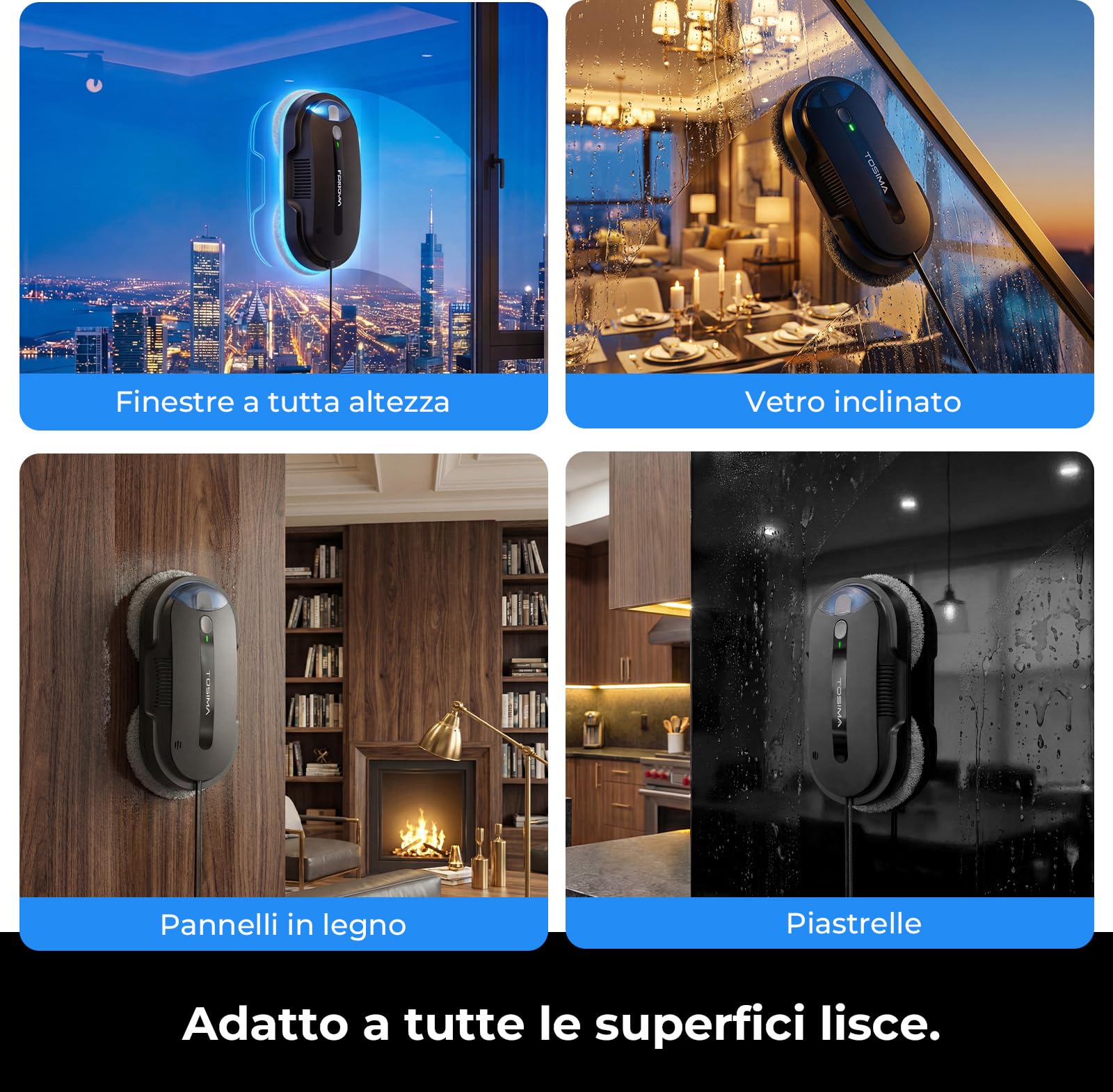 Tosima Robot Lavavetri X1– Lavavetri Elettrico con Doppia Ugello e Spruzzatura a Ultrasuoni, Serbatoio 85 ml con Finestra Visiva, Grandi e Piccole Gancio per tutti i robot accessori per piscina