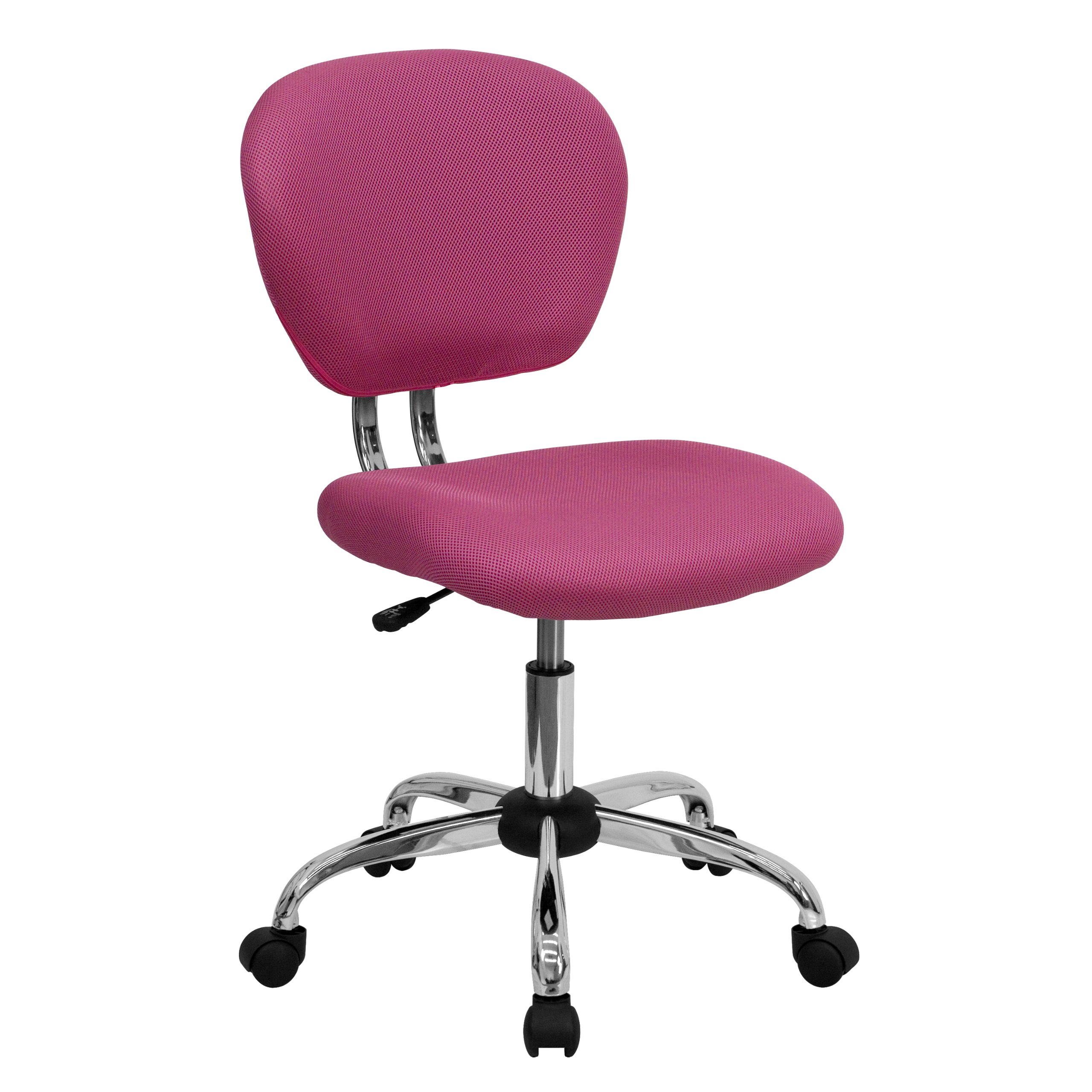 Flash Furniture Silla de Trabajo giratoria de Malla con Respaldo Medio con Base cromada, Metal, Pink, 58.42 x 55.88 x 25.4 cm