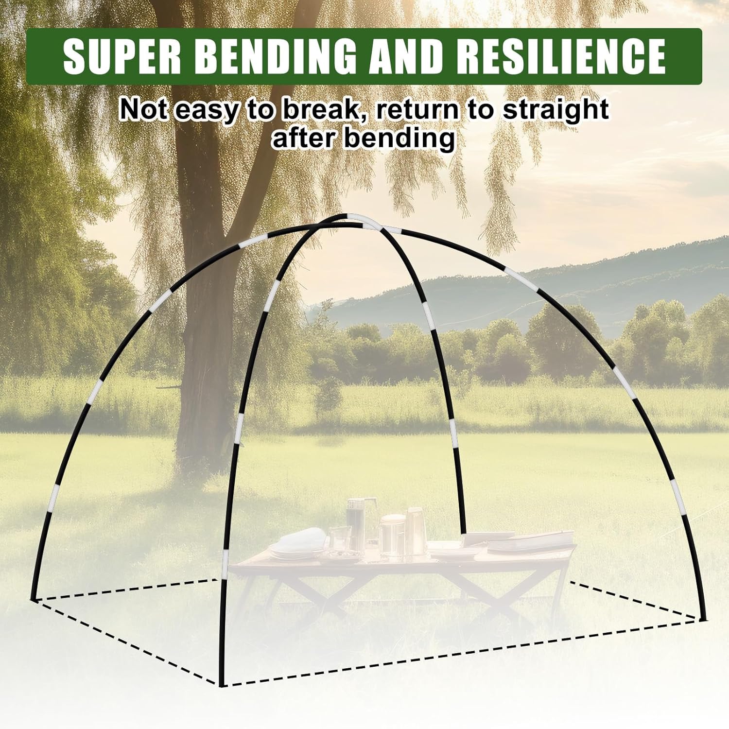 Yaocom Fiberglass Tent Poles Replacement Pre Assembled Black Tent Poles Camping Rod Parts for Hiking Outdoor Camping Backpacking