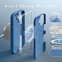 Vista 1198 de GONEZ Funda de silicona para iPhone 15 Pro Max, compatible con Magsafe, protector de cámara + protector de pantalla, forro de microfibra suave Negro