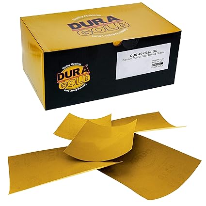Dura-Gold - Premium - 320 Grit Gold - 1/4 Sheet Plain Backing Sandpaper 5.5