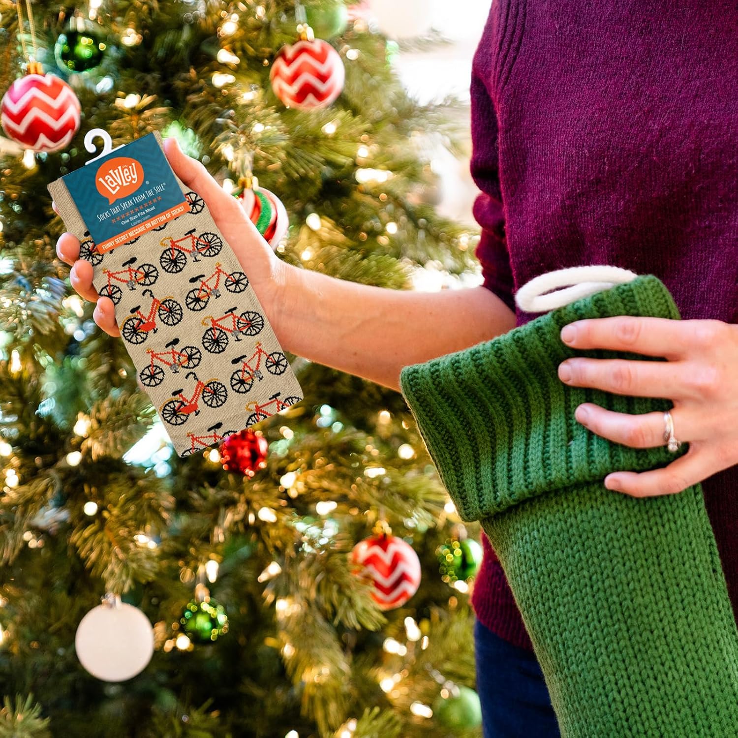 Lavley Bike Socks - Gifts for cyclists and mountain bikers - Fun holiday or birthday gift - Great stocking stuffer - Image 3