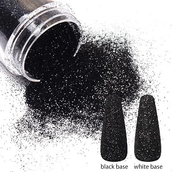 Allstarry 2 Colors Nail Glitter Dust White Black Sugar Effect Powder