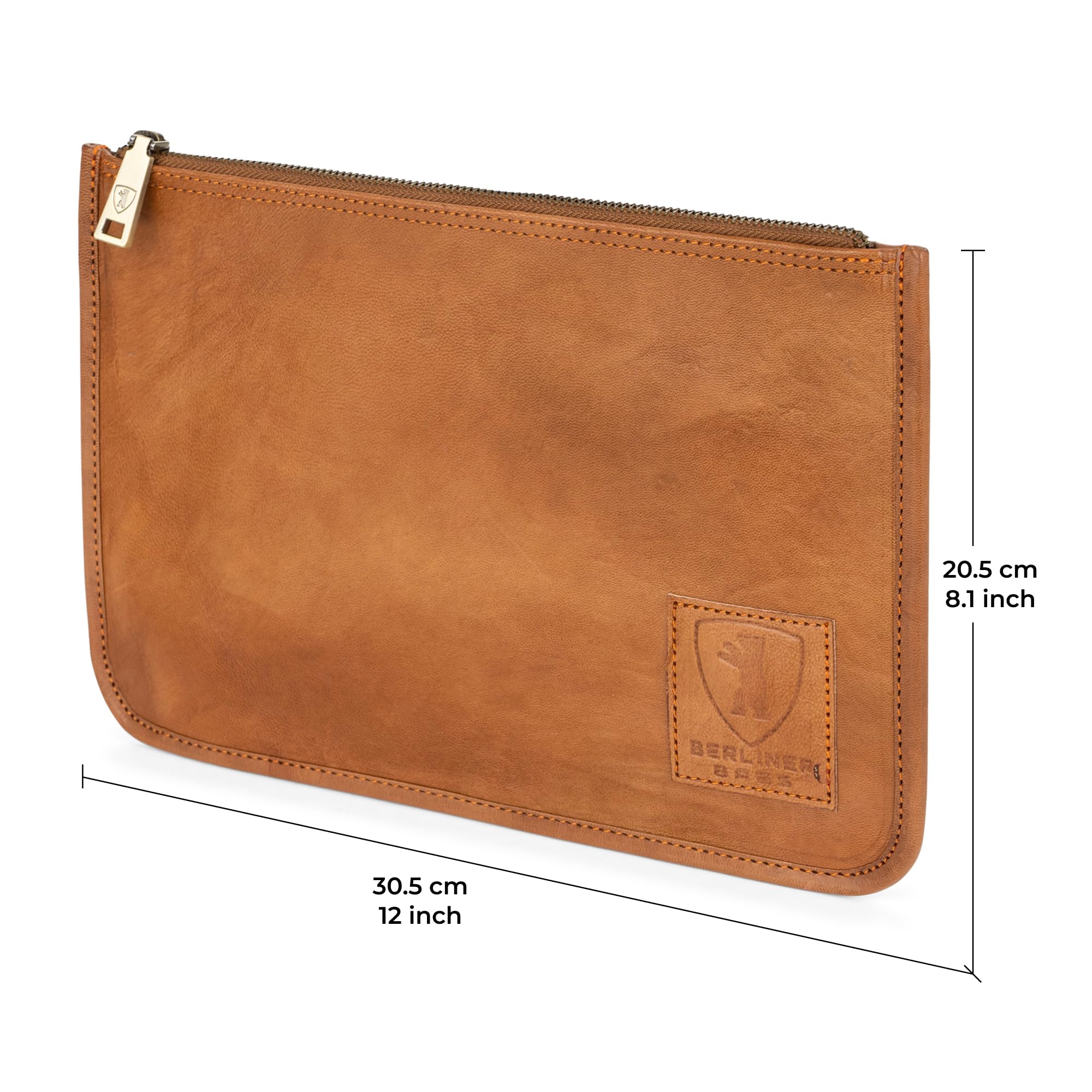 Berliner Bags Vintage Dokumentenmappe Theo XL, Schreibmappe, Reisepass Organizer und Aktenmappe aus Leder, für Herren und Damen - Braun