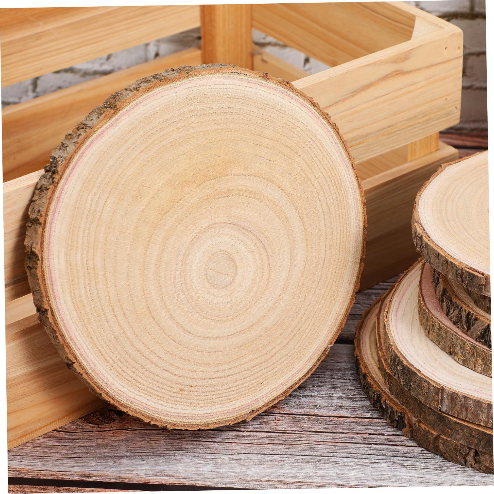 OSALADI 8stücke Runde Holzscheiben Unbehandelt Mittelstücke Für Bastelholz Rustikale Dekorationen Hochzeit Holzmaserung Glatte Oberfläche Bastelholz Holzstücke
