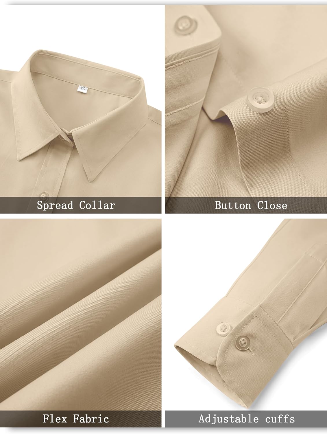 Soft Wrinkle-Free Women's Button Down Dress Shirts Solid Long Sleeve Work Blouses Fit Stretch Casual Tops XXS-6XL - Image 4