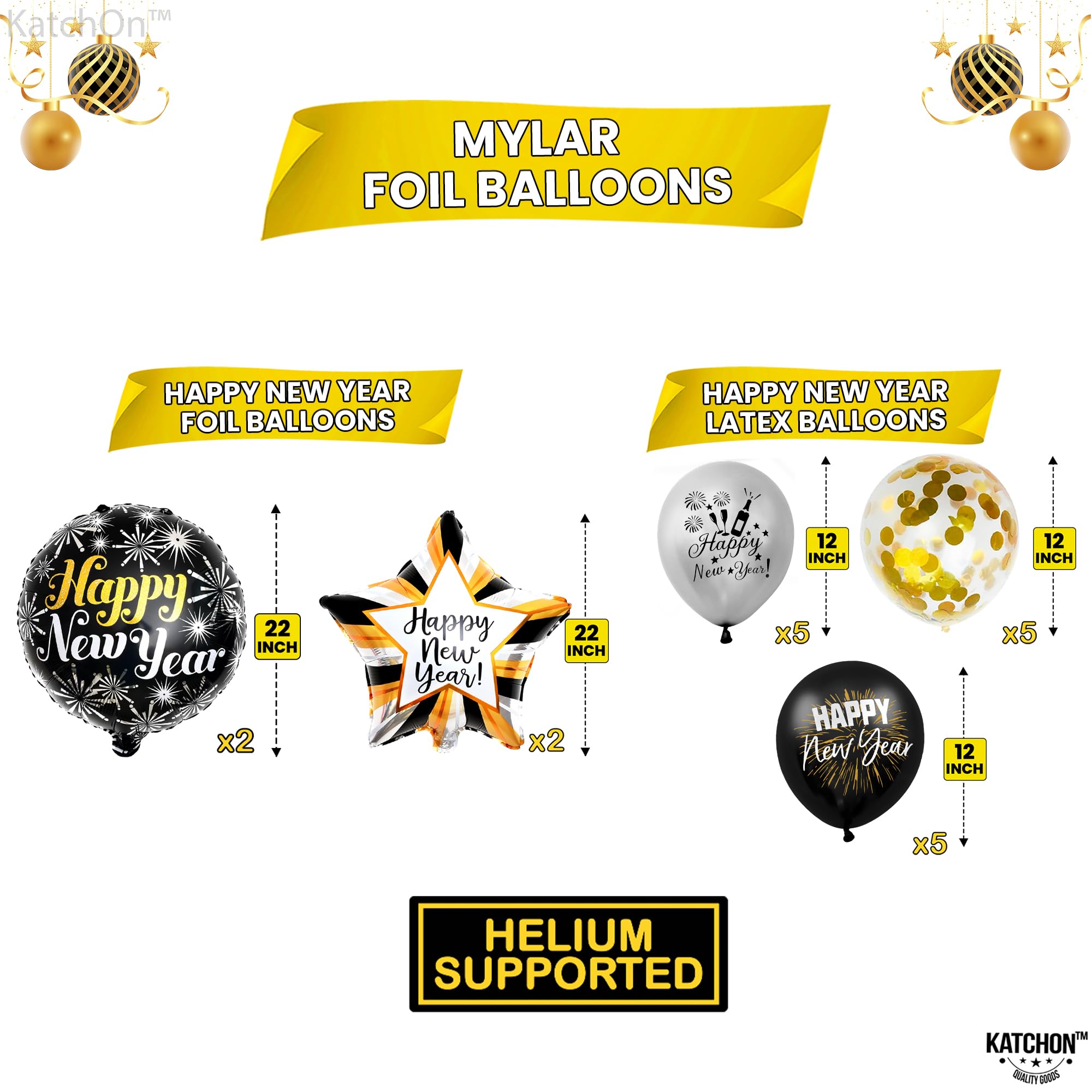 Amazon | Happy New Year 2024/5 ブラックバルーンセット | 風船