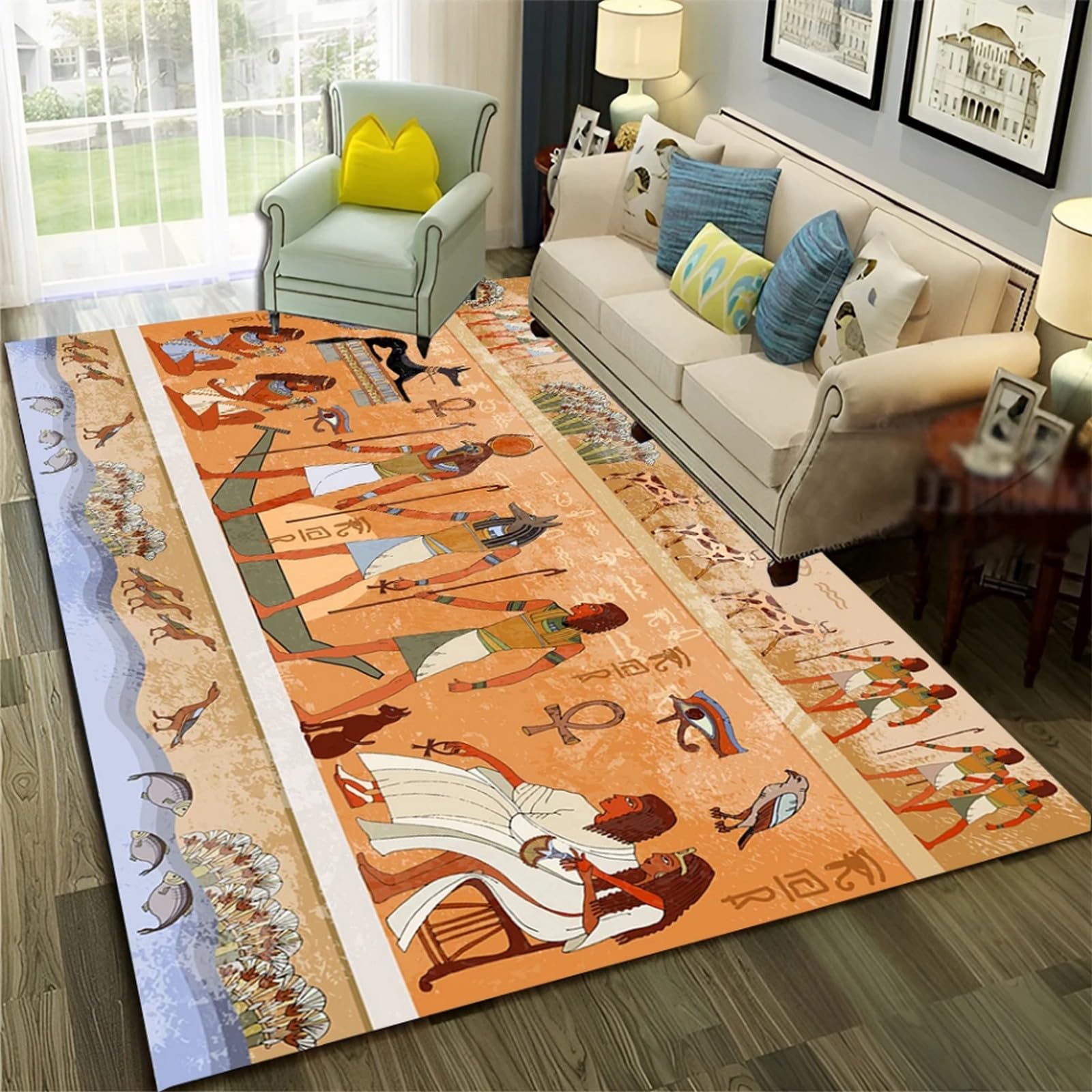 Tapis flanelle tout doux égyptien 100 x 200 cm lavable et résistant pour maison