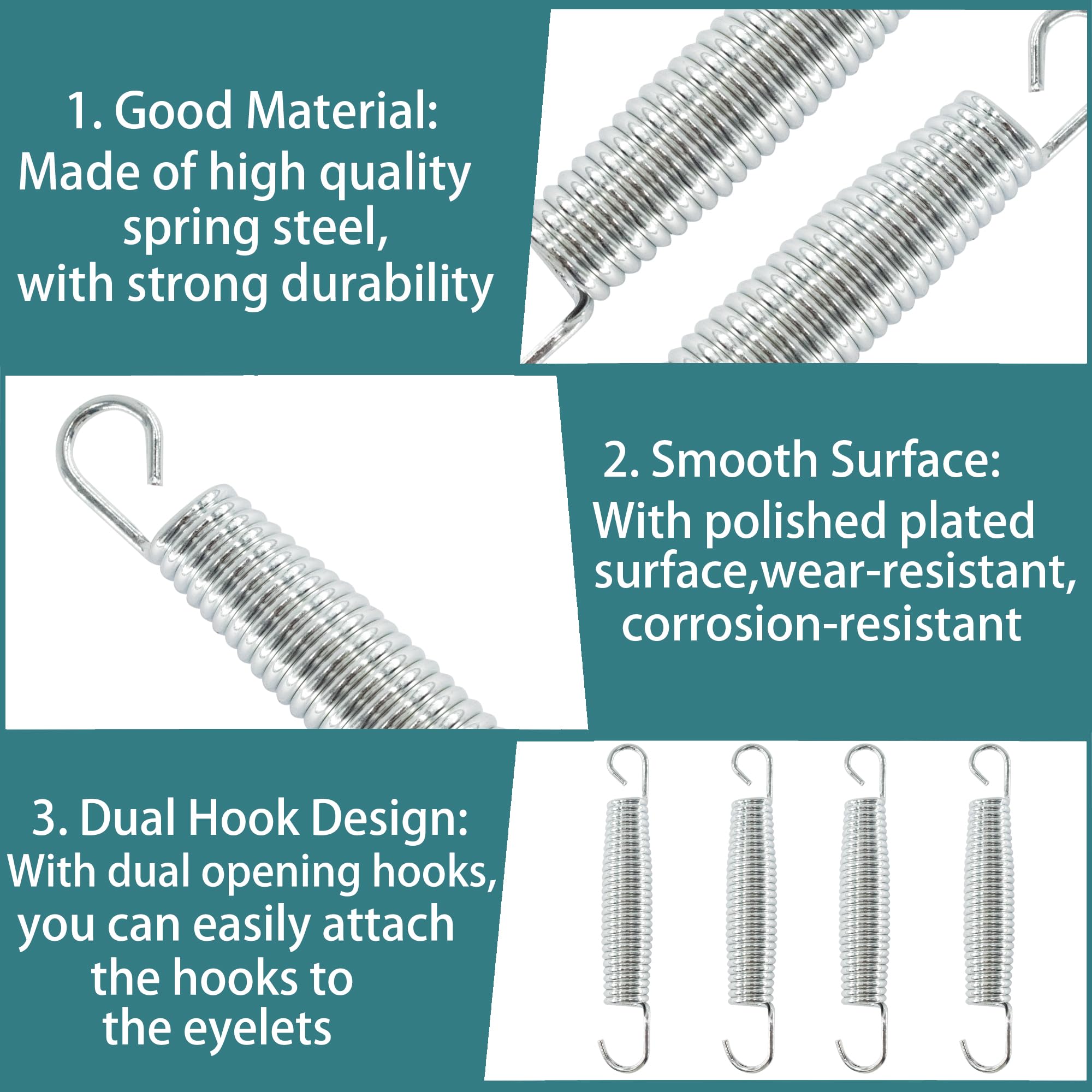 2Pcs Extended Tension Spring Wire Diameter 0.12", OD 0.87", Free Length 5.5" Steel Compressed Springs Heavy Duty with Dual Hook or Replacement Parts,Machinery Furniture — Amazon image 3