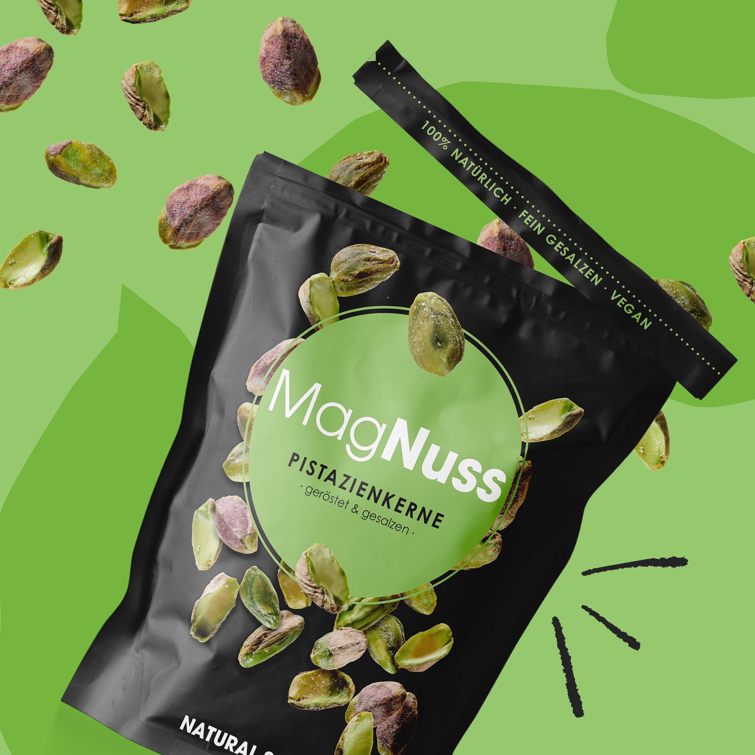MagNuss Pistazienkerne | Geröstet, gesalzen & geschält | 12x 125g-Packung | Premium-Qualität | Reich an gesunden Nährstoffen | Perfekter Snack für unterwegs | Vegan und glutenfrei