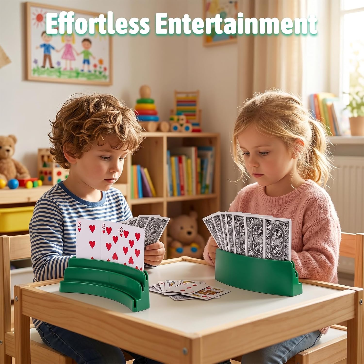 Card Holders for Playing Cards,2 Pack 3 Layers Design Playing Card Holders for Adults,Seniors and Kids,Hands Free Cards Holders for Cards Game,Poker Parties,Family Card Game Nights