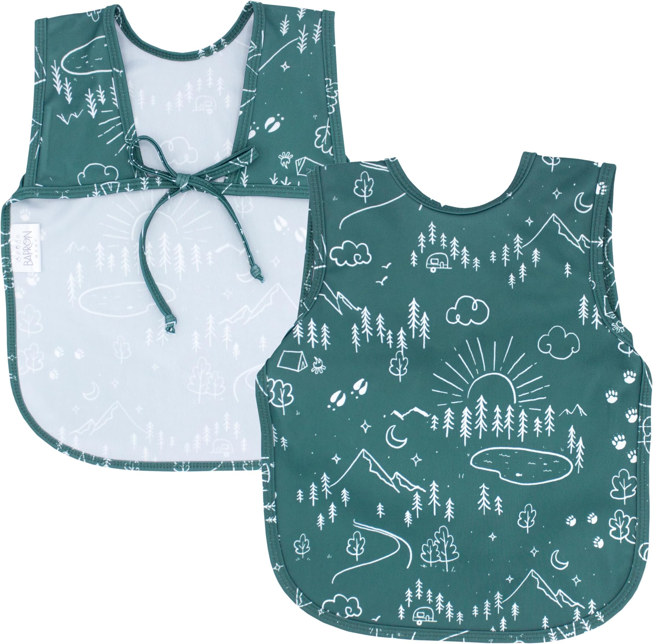 Pine Forest Bapron - Soft Waterproof Stain Resistant Bib - Machine Washable - 6m - 5yr - (Sz Preschool 3-5yrs)