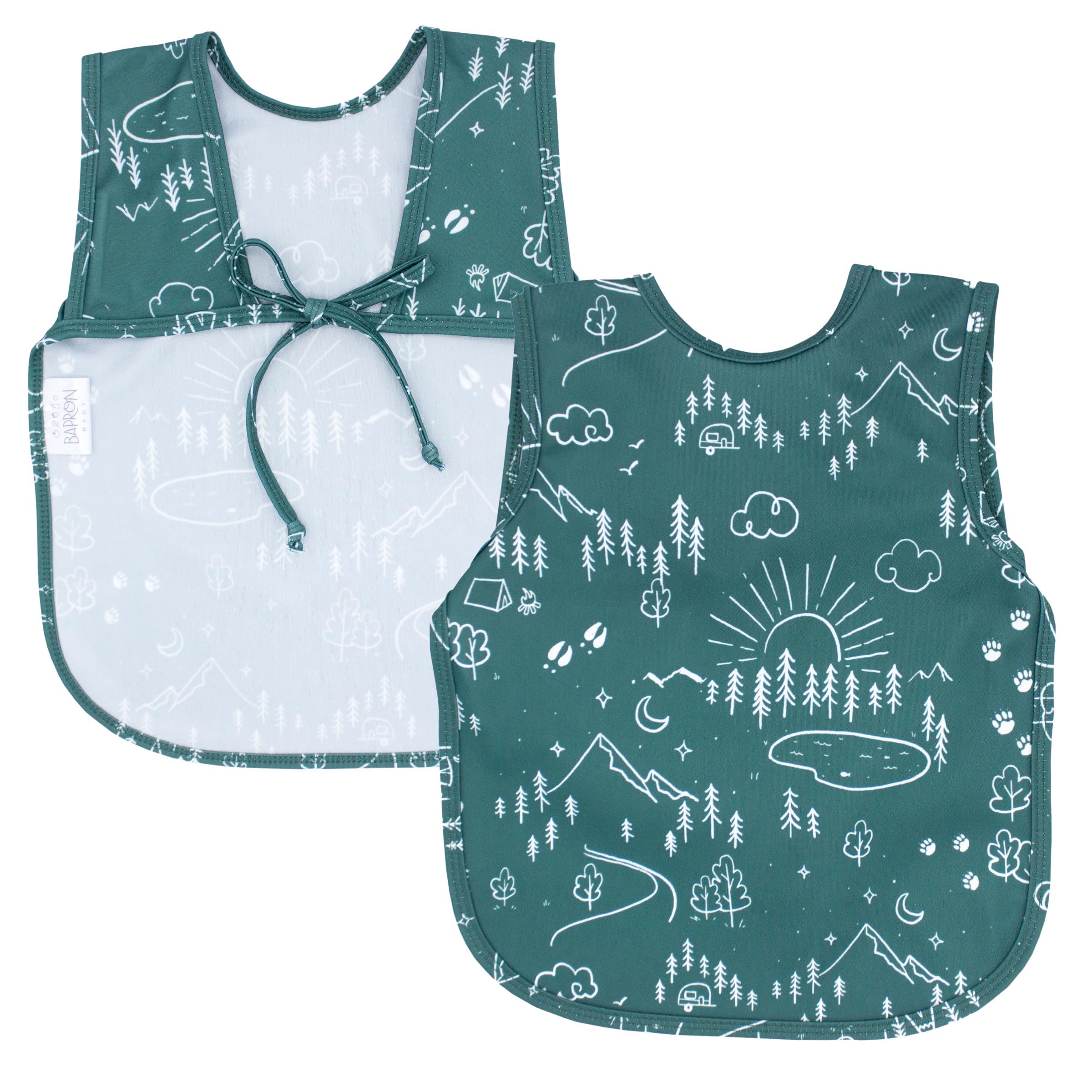 Pine Forest Bapron - Soft Waterproof Stain Resistant Bib - Machine Washable - 6m - 5yr - (Sz Preschool 3-5yrs)