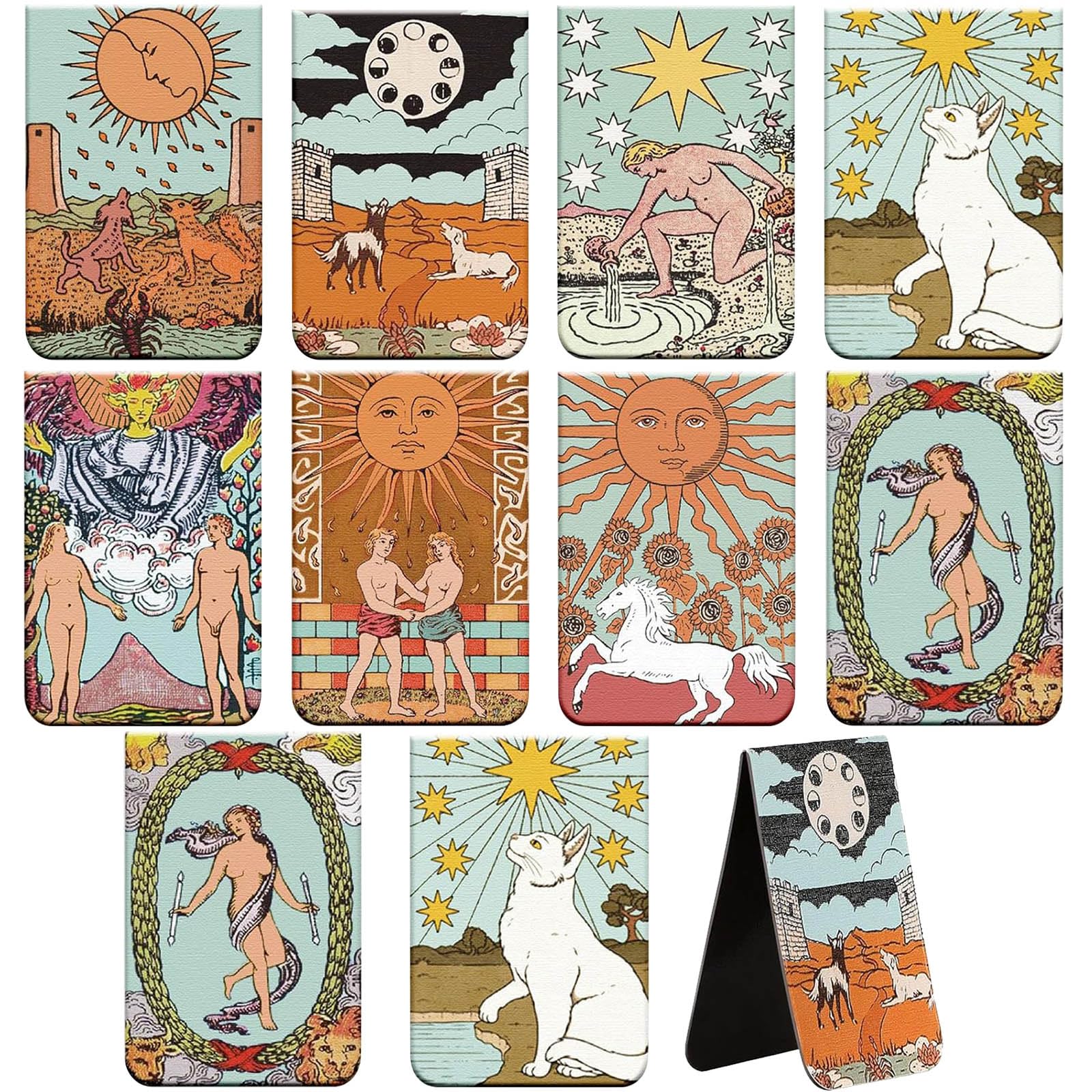 Chinco 10 Pcs Tarot Magnetic Bookmarks Christmas Magnet Page Marker Assorted Book Marker Set Journal Bookmark for Christmas Reading Gift