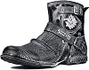 OSSTONE Moto Boots for Men Fashion Zipper-up Leather Chukka Boots Casual Shoes OS-5008-1-AI-US-R