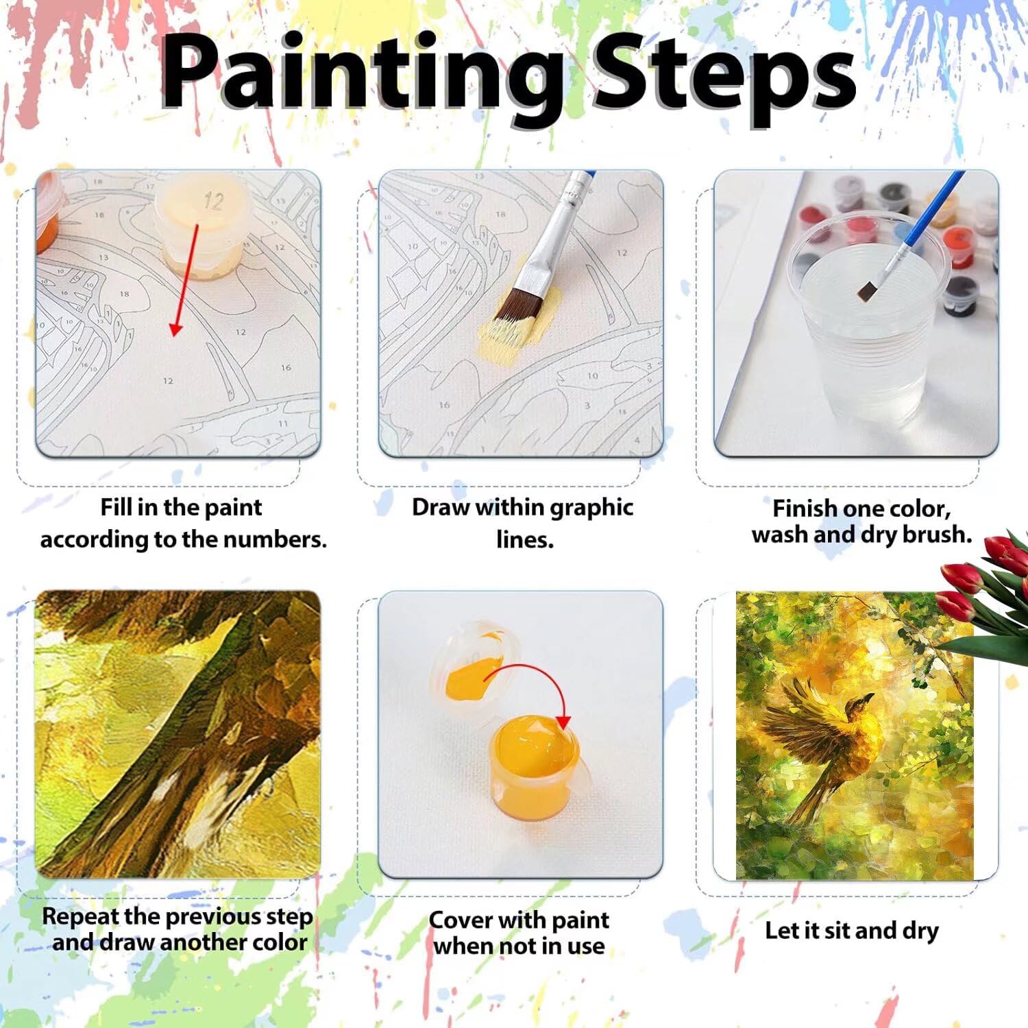 Pintar por Numeros Adultos pintar por numeros niños manualidades niños 10 años, DIY Pintar por Números de Pincel y Pintura acrílica Decoraciones para el Hogar Manualidades, sin Marco 60x80cm C-10
