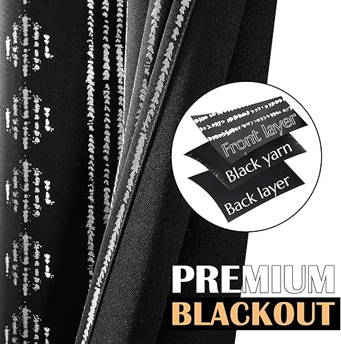 Miniatura 4 de jinchan - Cortinas opacas de 95% de oscurecimiento estilo Boho de 63 pulgadas de largo para decoración navideña de dormitorio y sala de estar