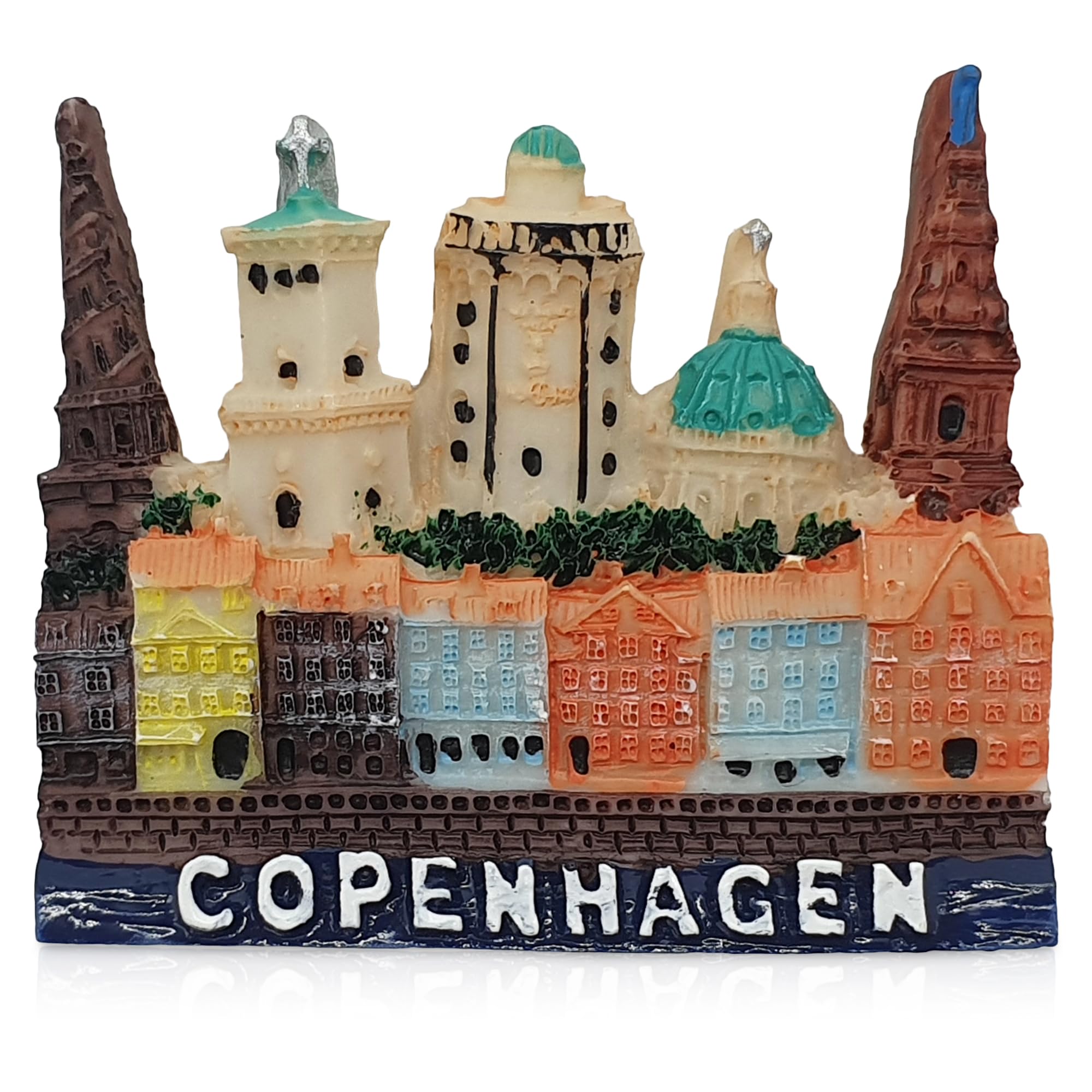 Maxi-Solutions Copenhagen Denmark Skyline Souvenir Magnet – 3D Resin Travel Fridge Magnet, Danish Landmark Collectible