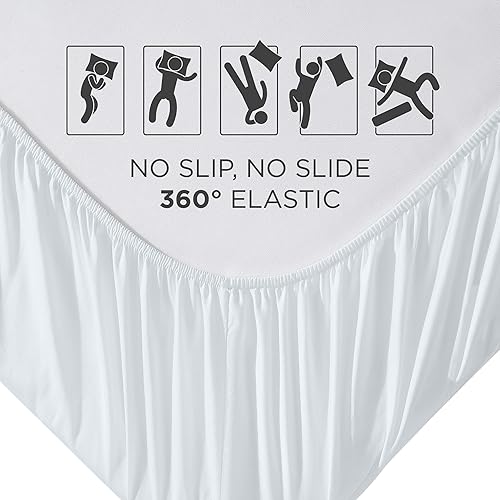 Miniatura 19 de Royale Linens Paquete de 2 sábanas bajeras, sábanas elásticas, sábana bajera individual, suave y transpirable, microfibra cepillada de 1800