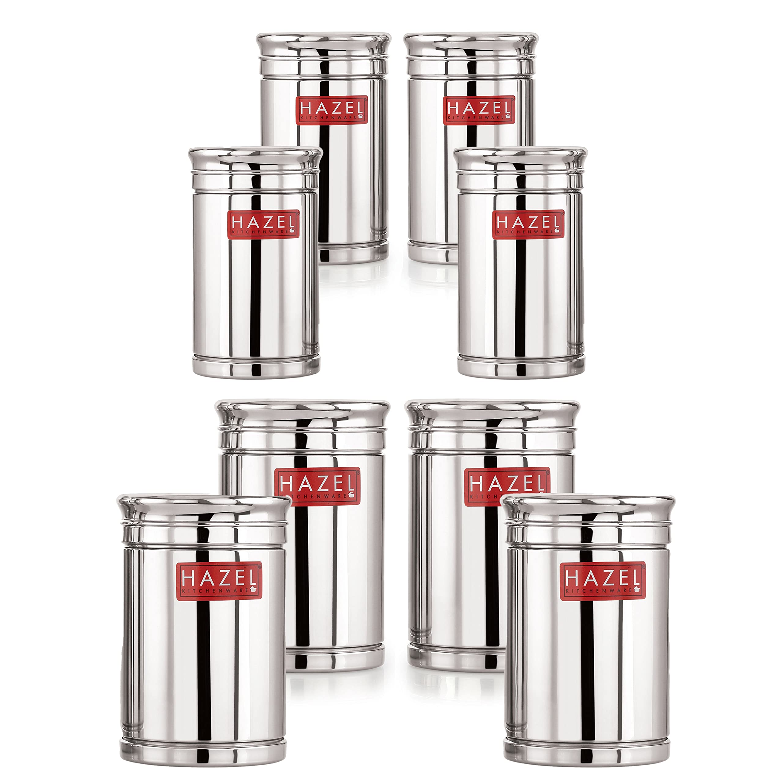 HAZEL Kitchen Steel Container Set Combo | Steel Storage Box for Kitchen | Steel Container for Kitchen Storage Set of 8 (800ml, 1800ml) | Ideal for Storing Rice, Cereal, Pulse, Snacks. (B09XMQ5C1Y) Amazon Price History, Amazon Price Tracker