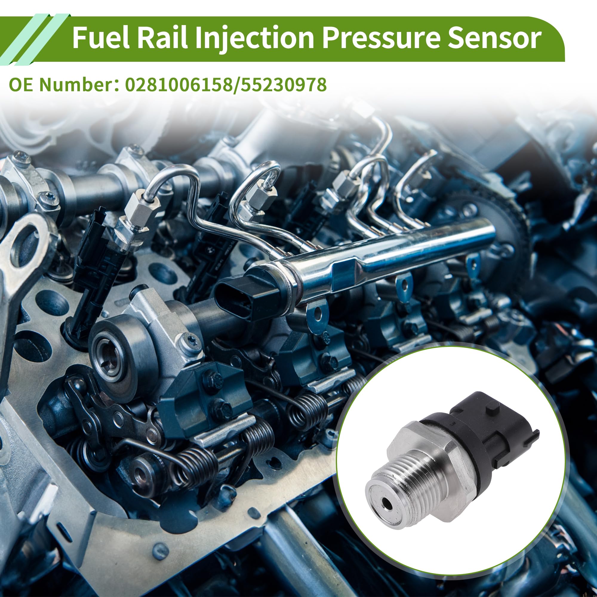No.0281006158 Sensore Pressione Iniezione Carburante Per Opel Insignia A 2.0 CDTI 09-17 Per VAUXHALL Compatibile per Astra Mk6 (J) GTC 2.0 CDTi 11-18