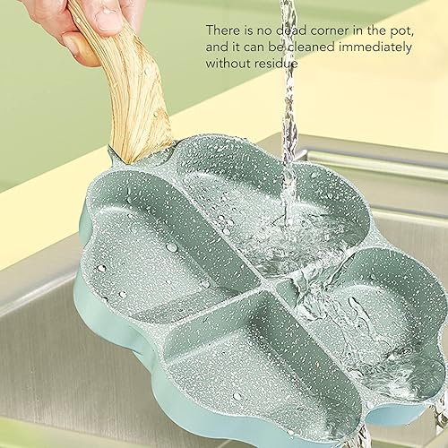 Miniatura 6 de Sartén para huevos, sartén para tortillas, sartén antiadherente en forma de corazón, 4 tazas, uniforme para panqueques con asa para cocina (verde)