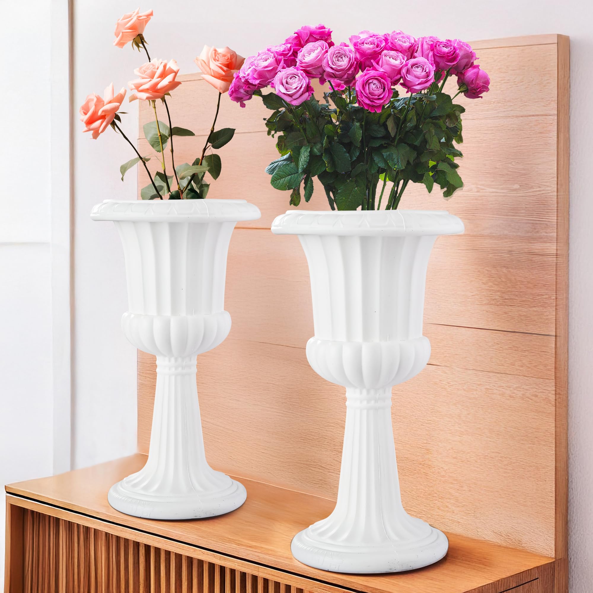 Kuber Industries 2 Pcs Poly Fiber 13 Inch Aesthetic Flower Vase Long for Living Room and Center Table Bedroom | White Vase for Home Decoration and Centerpiece for Office Desk Decor | Victory Shape-image-31
