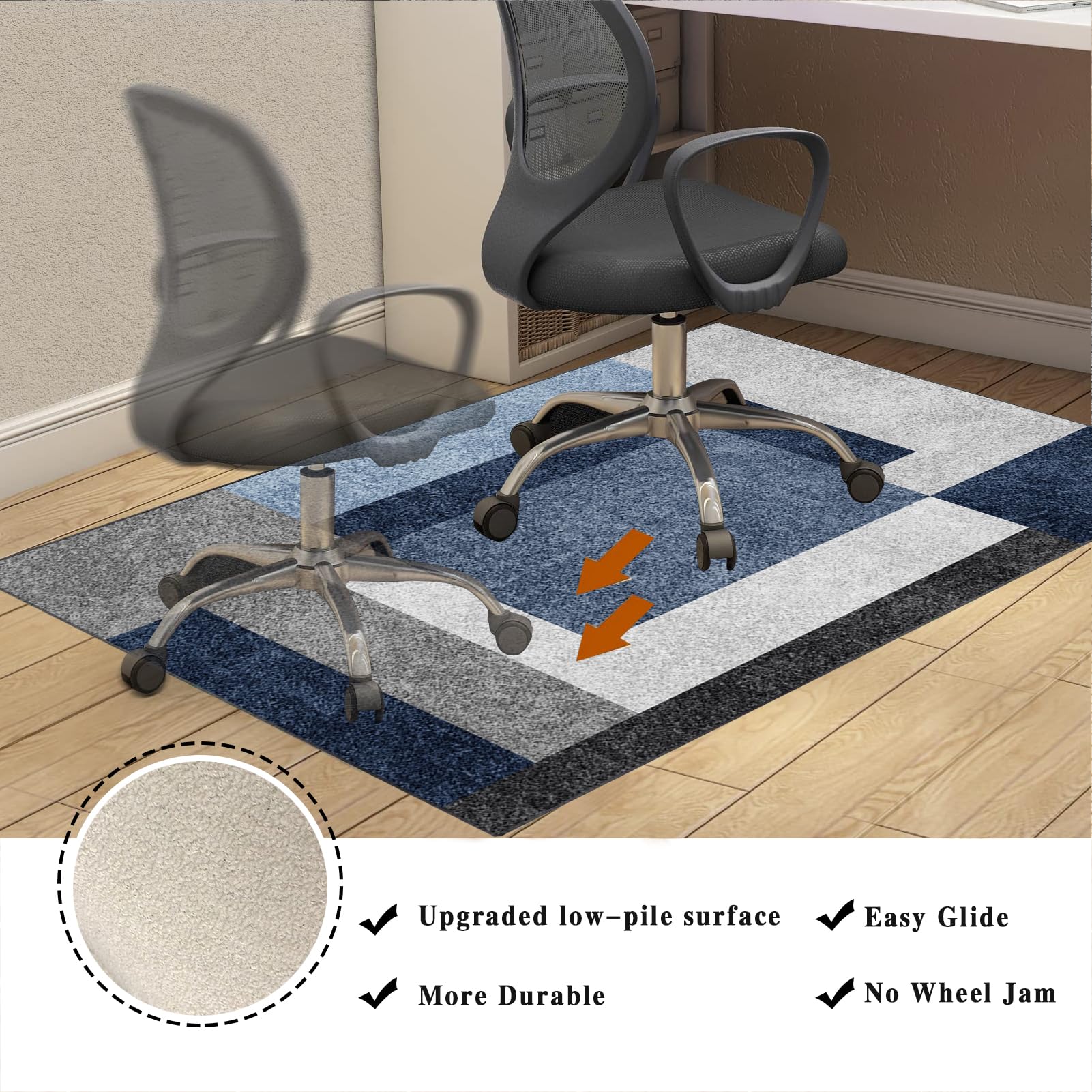 Vloerbeschermingsmat, bureaustoelmat, anti-slip computerstoelmat voor gaming, bureaustoelmatten voor rolstoel, geluidsreductie vloerbeschermer mat 4mm, 90*150cm, zwart
