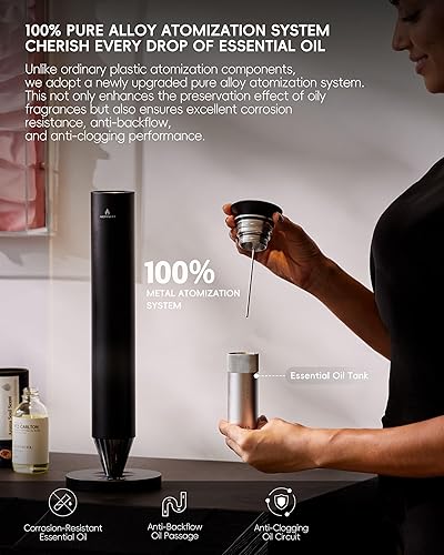 Miniatura 4 de Kit de iniciación de difusor de aroma sin agua, cobertura de 1500 pies cuadrados, sistema de atomización de aleación, luz de estado de ánimo,