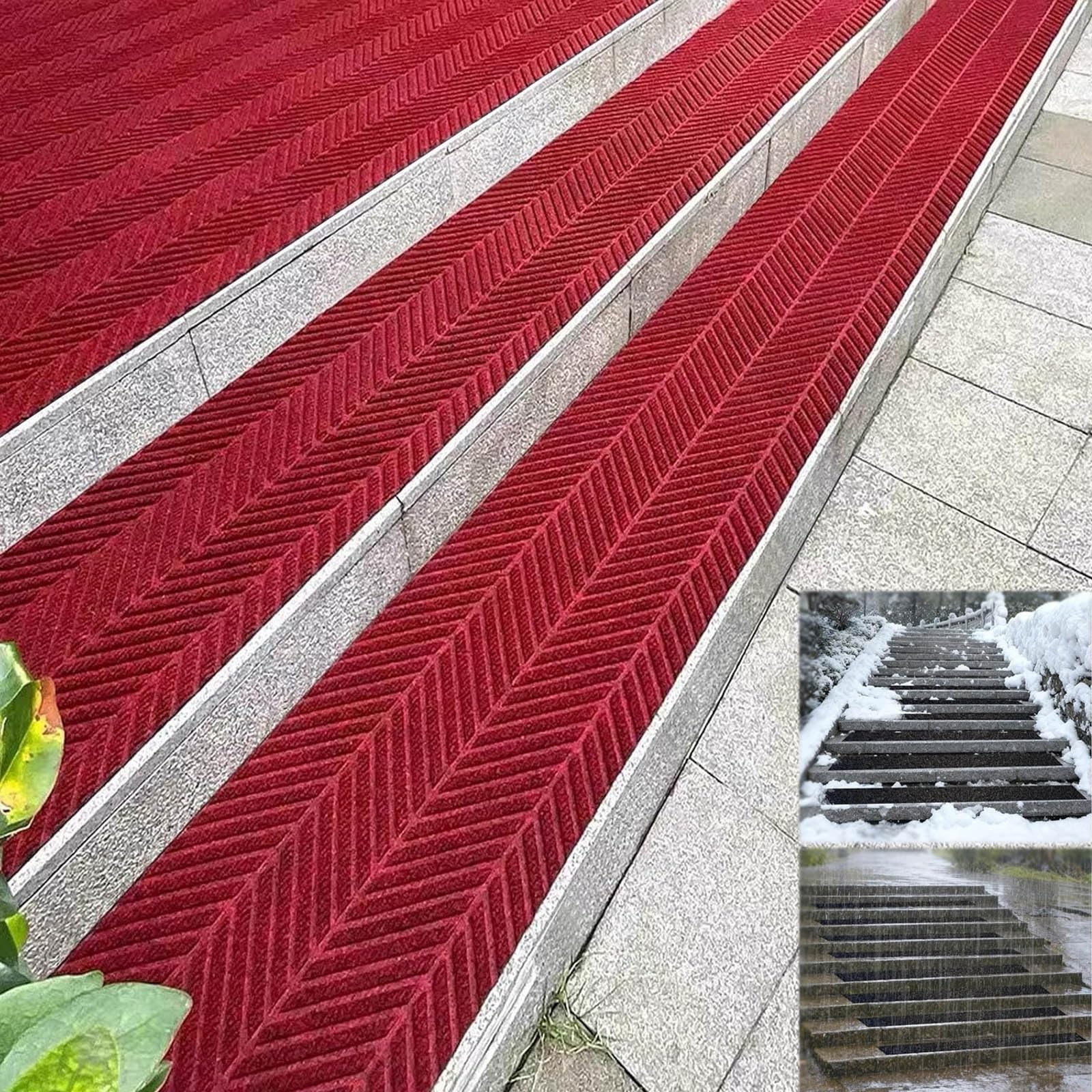 Tappeto passatoia antiscivolo, per interni ed esterni, lavabile, con retro in PVC, con presa forte, per bambini, anziani e animali domestici (rosso scuro, 35 x 300 cm)