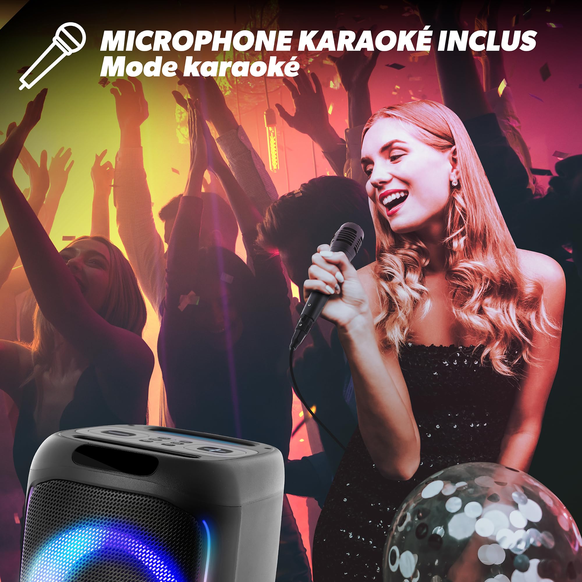T'nB Cube Blaster, bezprzewodowe połączenie Bluetooth, wydajny przenośny głośnik 40 W, podświetlany z 4 trybami RGB, idealny na imprezy i wieczory, lekki kwadratowy format do zabrania wszędzie -
