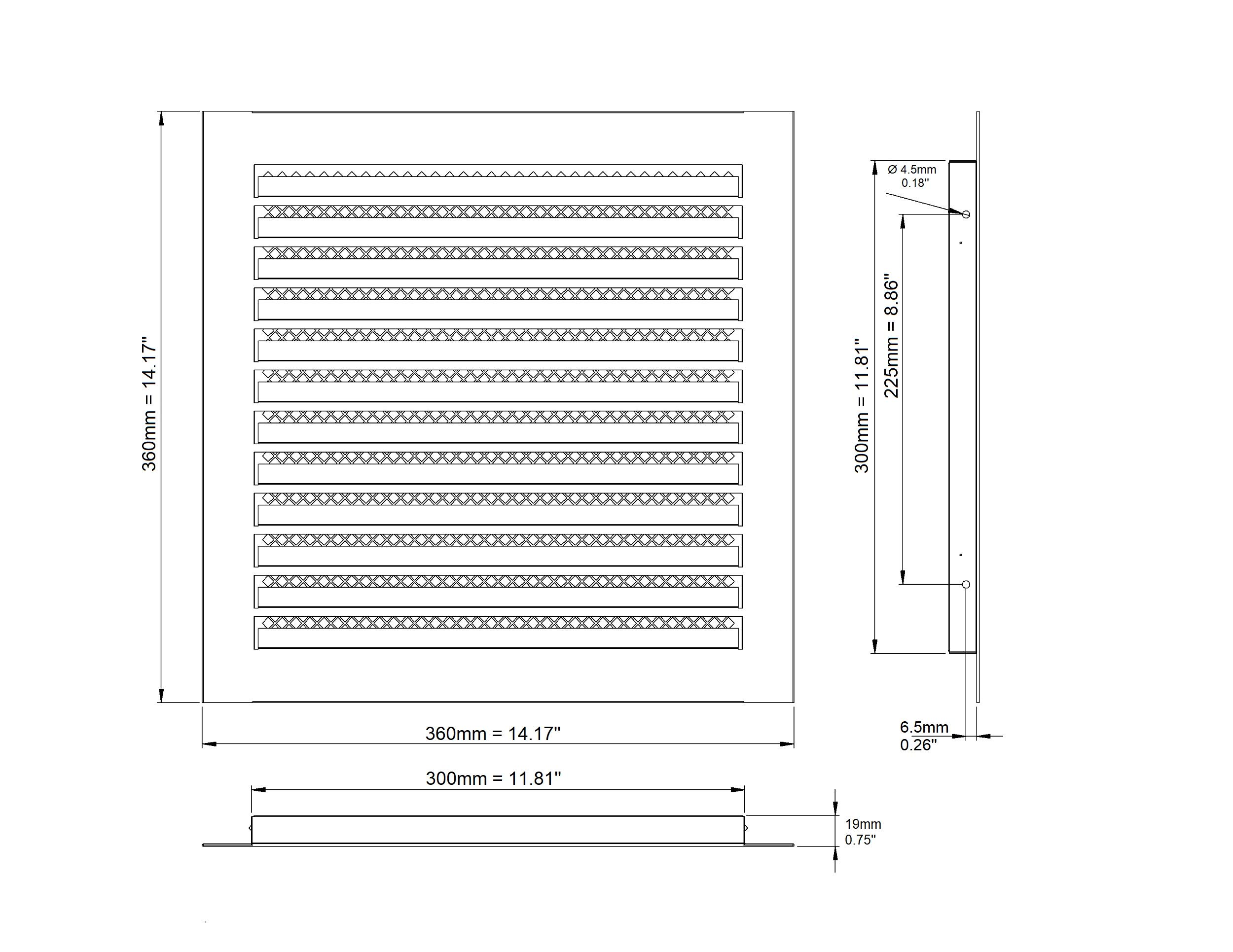 300x300mm Griglia di Ventilazione Industriale Acciaio Zincato - Griglia di Aerazione Metallica con Zanzariera