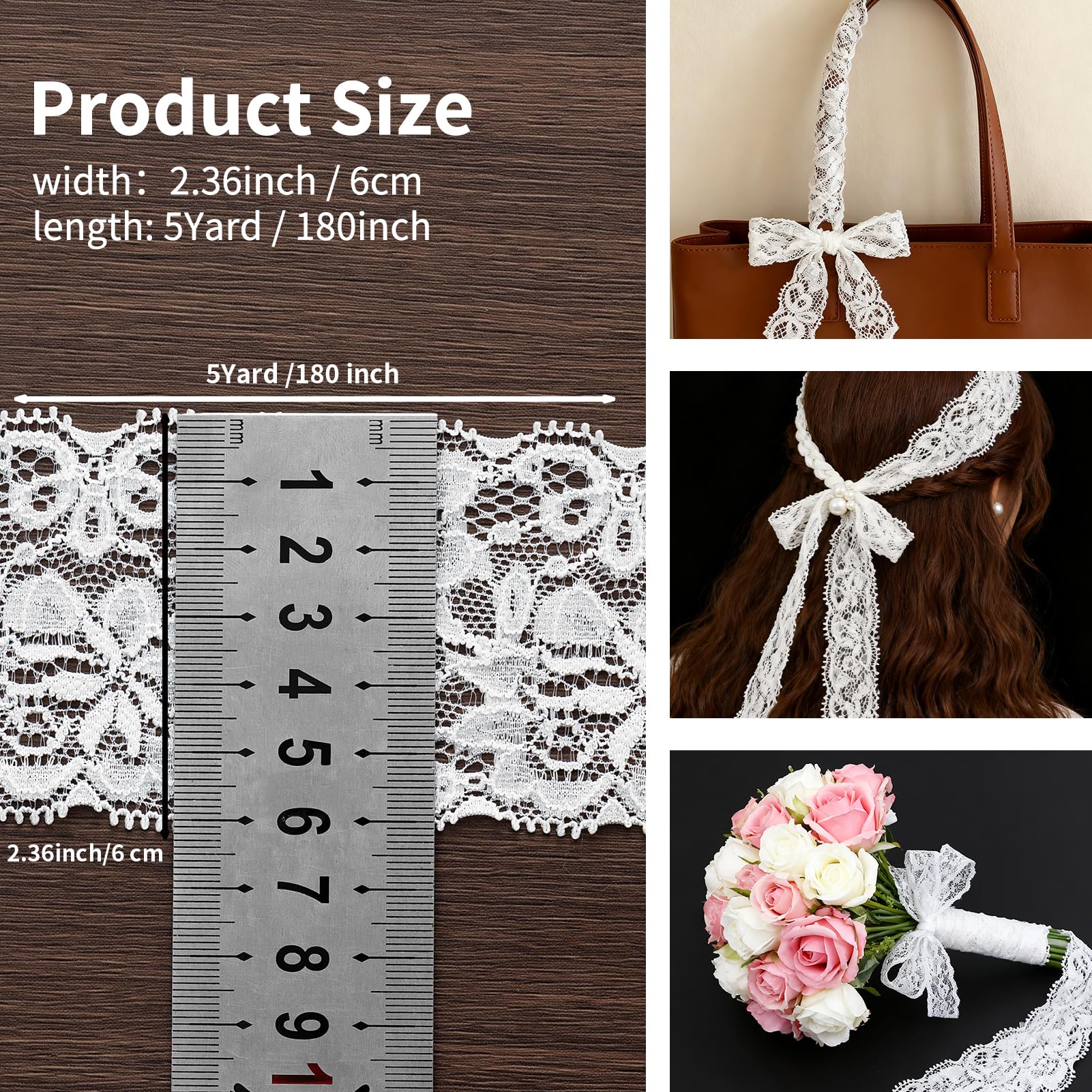 Amazon.com: LYXMYGS Lace Trim Ribbon, 5-Yard White Lace Ribbon