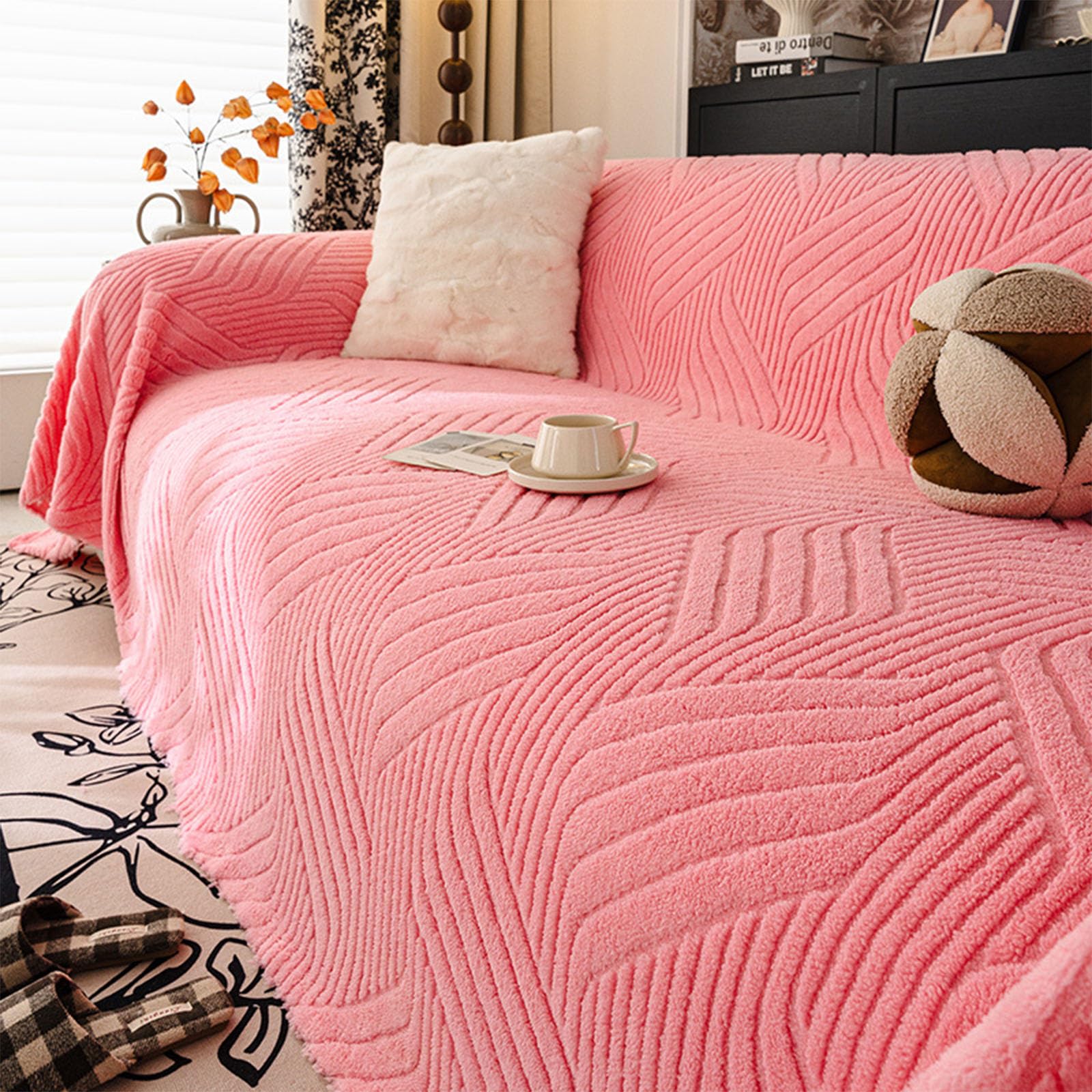 Plaid en velours de coton confortable blanc pour réchauffer le salon