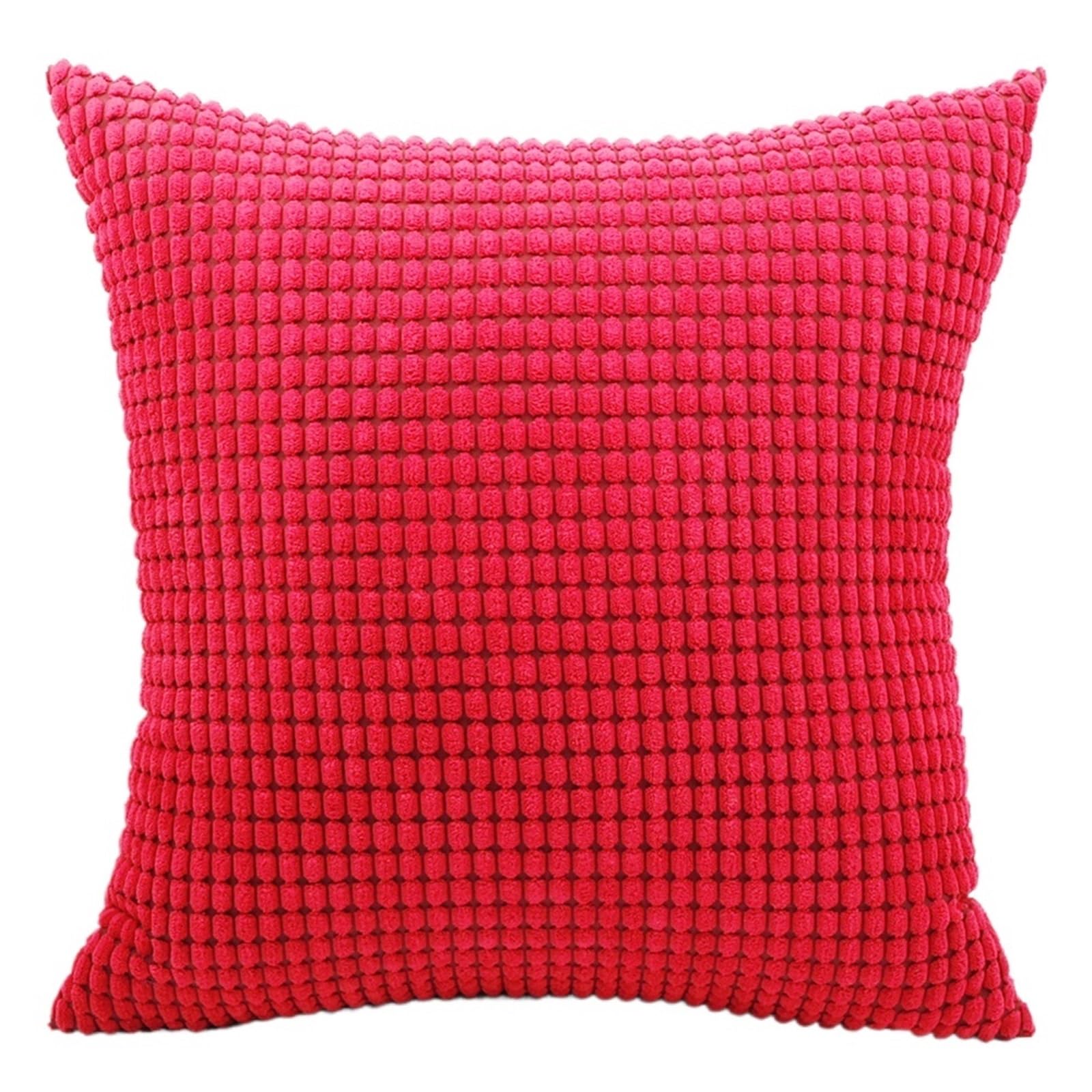 Housse de coussin velours côtelé 60x60 cm rouge pour canapé salon
