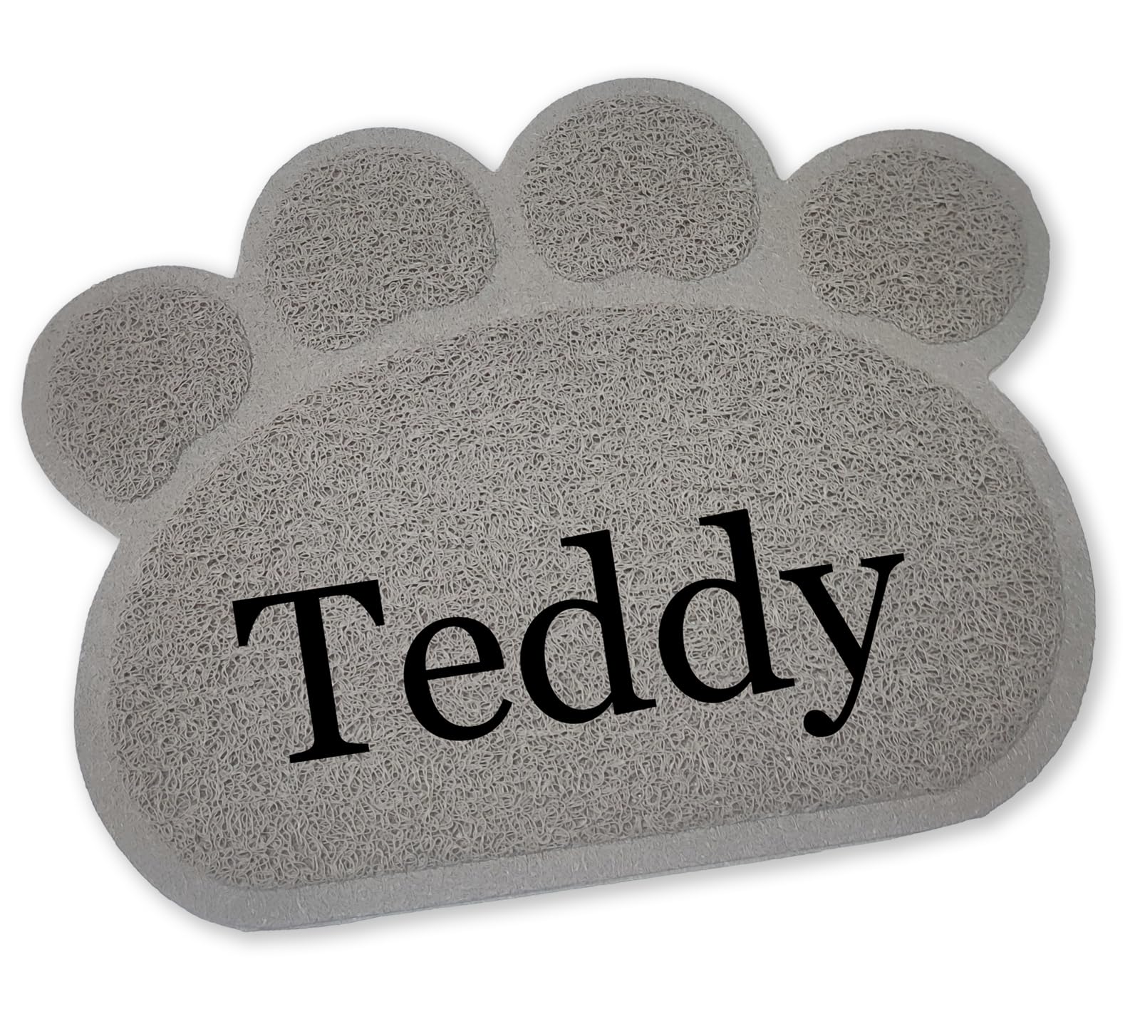 Personalised Non Slip Dog Feeding Mat, Pet Gift, Rubber, Paw Print Shape (Grey) — image 1