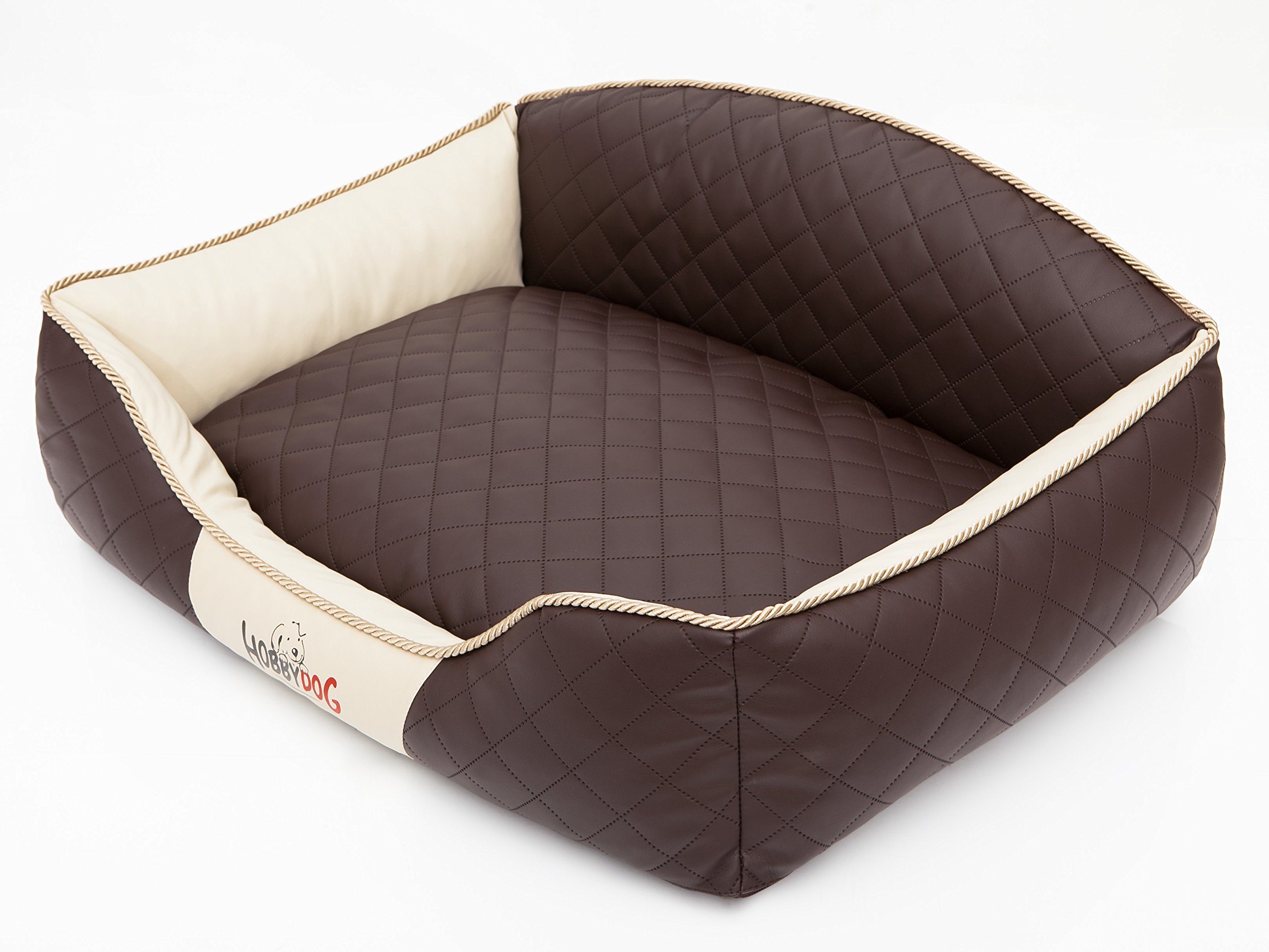 Cama Perro - Cuna para Perros para Dormir, con Funda de Cordura Extraíble (Lavable a 30°) - para Perros Pequeños y Grandes - Sofa para Perros - 84 x 65 cm - marrón con Beige