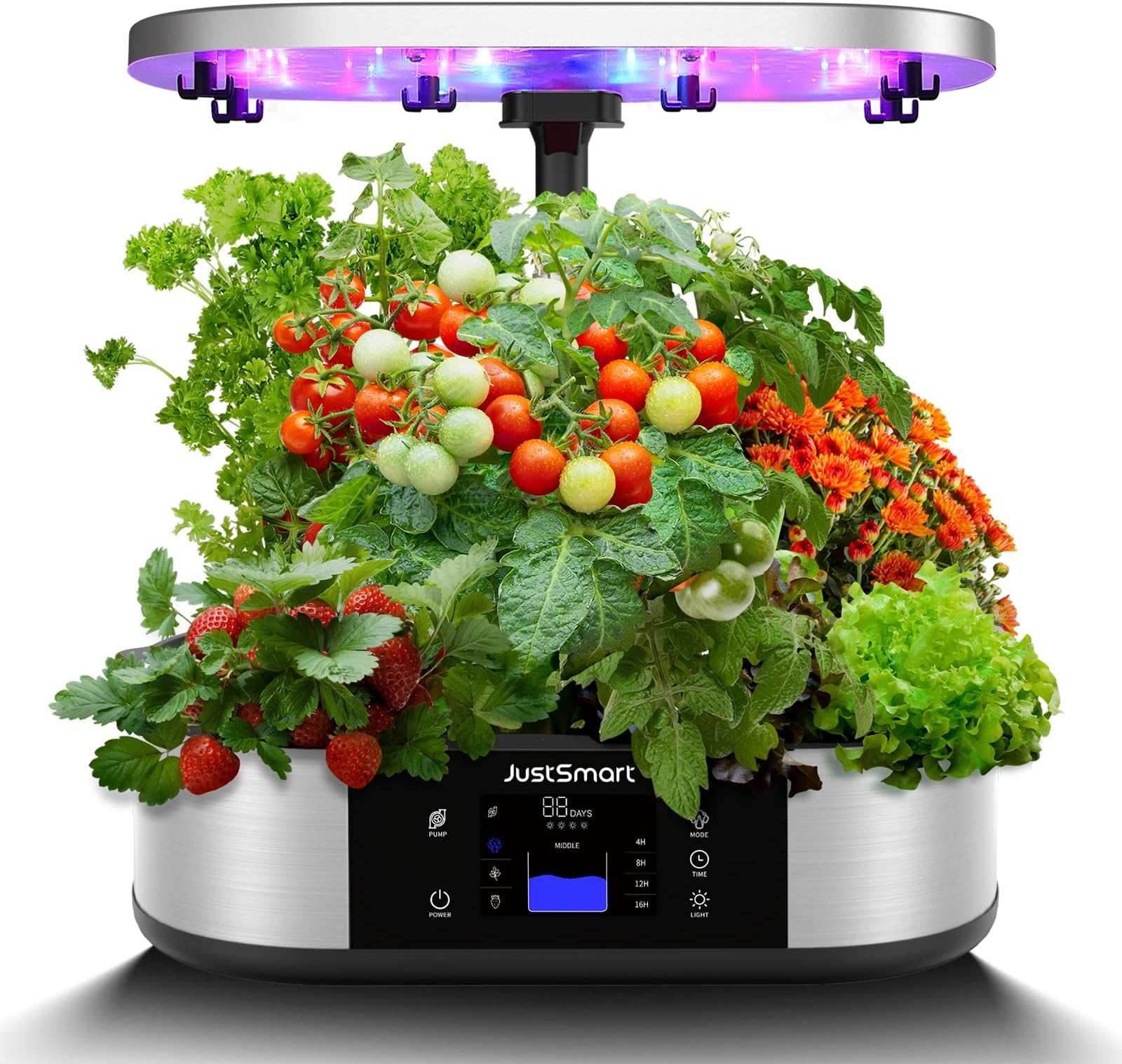 12 Pods Hydroponics Growing System JustSmart Indoor Garden Up to 30" with 30W 120 LED Grow Light, Silent Pump System, Automatic Timer for Home Kitchen Gardening, GS1 Lite