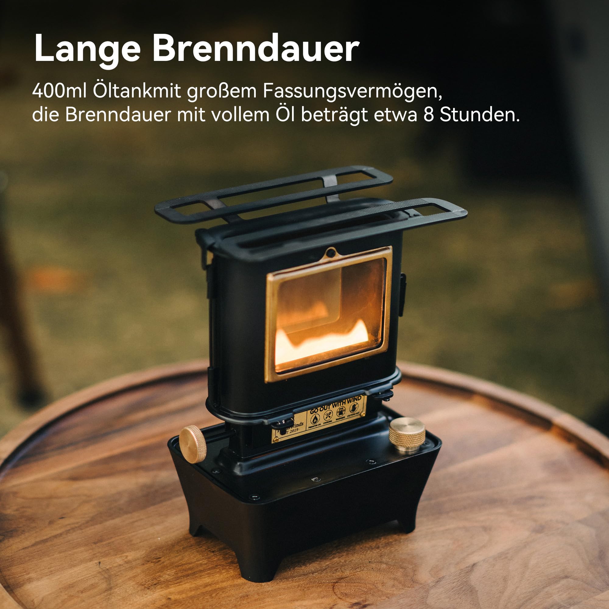Thous Winds Petroleum Laterne Outdoor, Camping Heizung Petroleum Schwarz, Tragbarer Kaminofen, “Feuertanz” Mehrere Kerosin Laterne Ofen für Außenbeleuchtung, Erwärmung, Kochen, Grillen