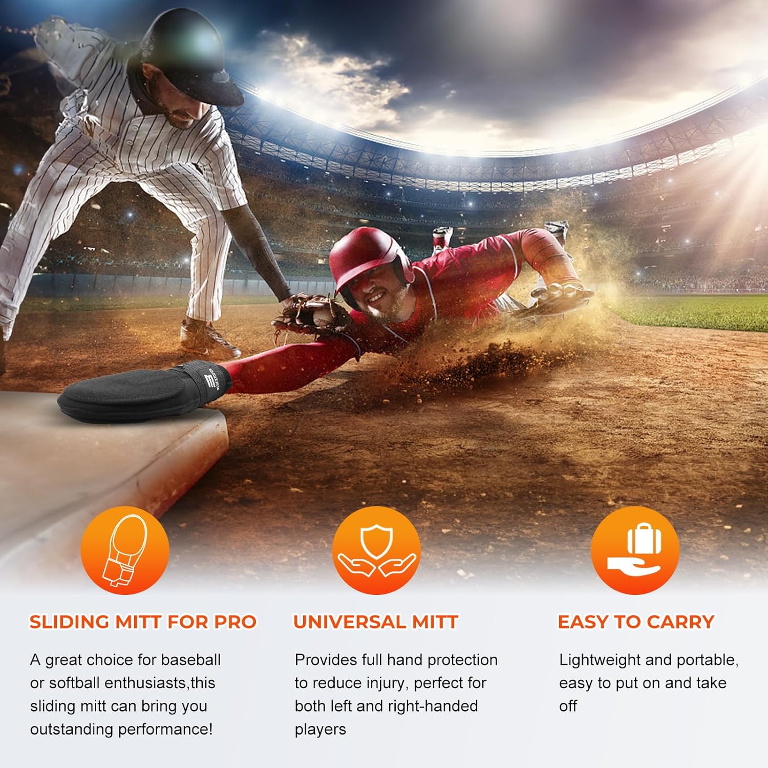 Sliding Mitt, Universal Baseball Softball Sliding Glove for Youth Adult, Durable Neoprene, Hand Protection, Elastic Wrist Compression Strap, Base Running Training Equipment, Soft, Breathable - Image 8