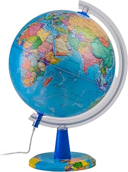 20cm Illuminated World Globe, English Political Map, Educational Desk Globe for Kids & Home Decor