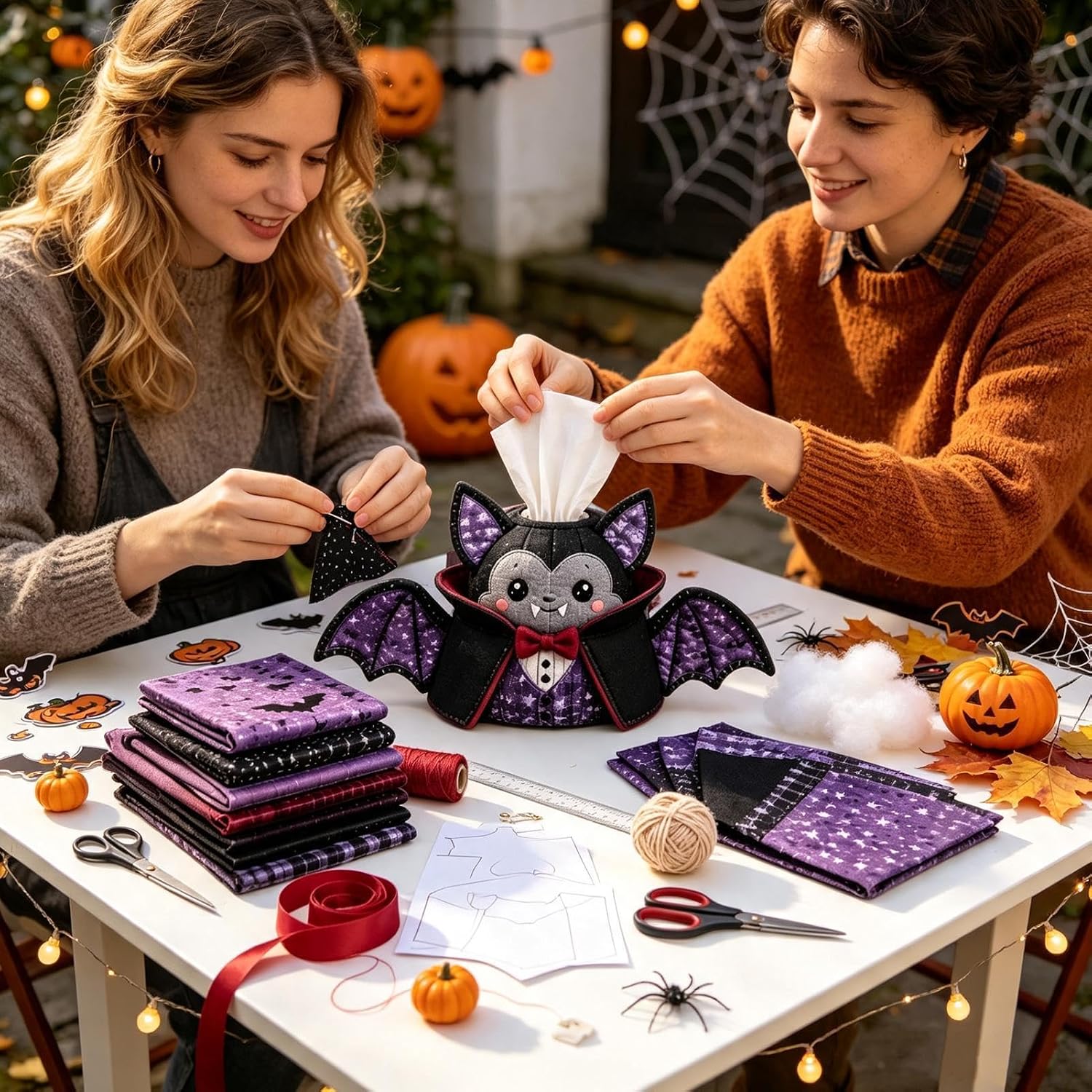 Halloween Fabric Craft Kit - DIY Handmade Tissue Box Sewing Decoration