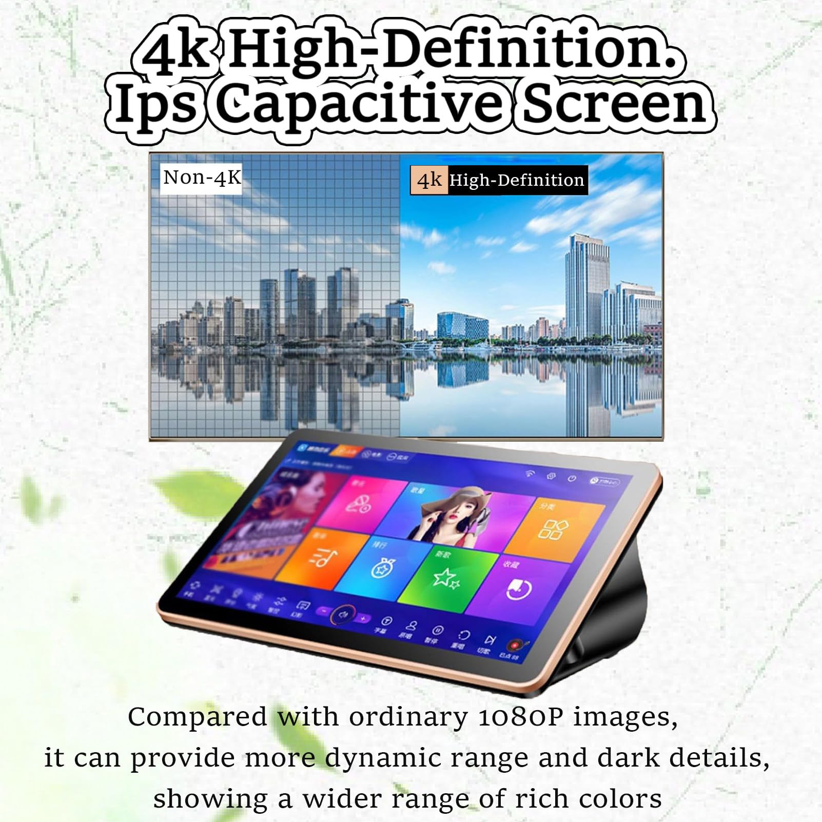 Schermo Tattile da 18,5 Pollici, Aggiornamento Tramite Cloud, Microfono Wireless, Schermo Tattile da 18,5 Pollici, Telecomando per Telefono E Controllo Tramite App Karaoke 8TB-Black